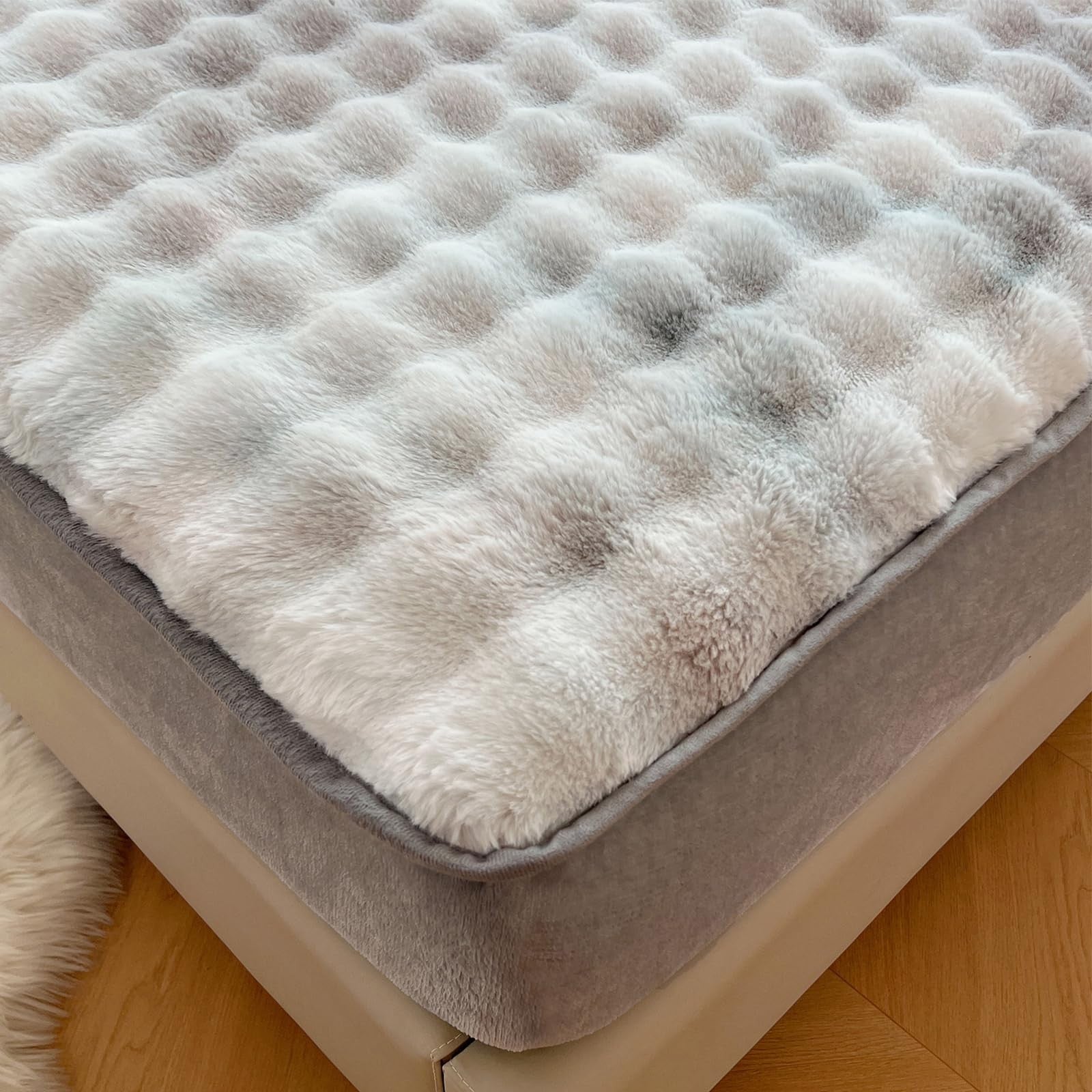 Twin size plush shaggy velvet fitted sheet by ZIQINPSQ featuring faux fur bottom, soft and cozy bedroom bedding.