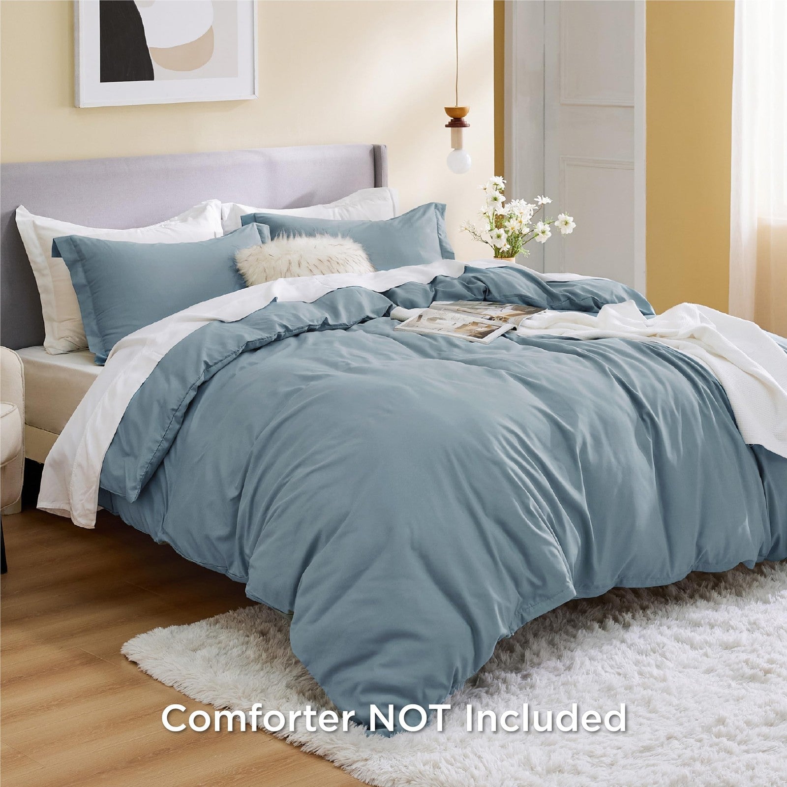 Bedsure full size duvet cover in soft double brushed bedding set, shown with neatly folded fabric and cozy texture.