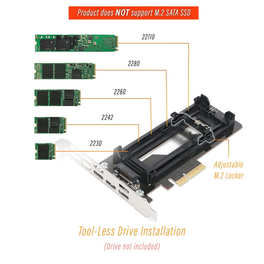 ICY DOCK M.2 NVMe SSD to PCIe adapter card with large aluminum heat sink for efficient cooling and secure installation.