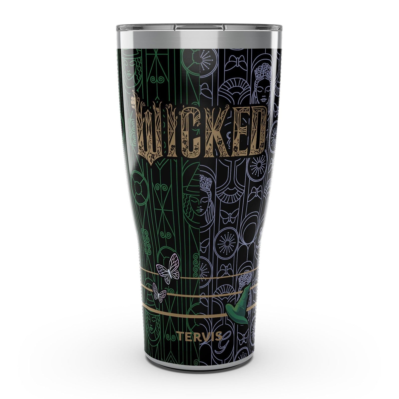 Tervis Traveler Wicked For Good gold triple insulated tumbler travel cup with lid and straw for on-the-go use