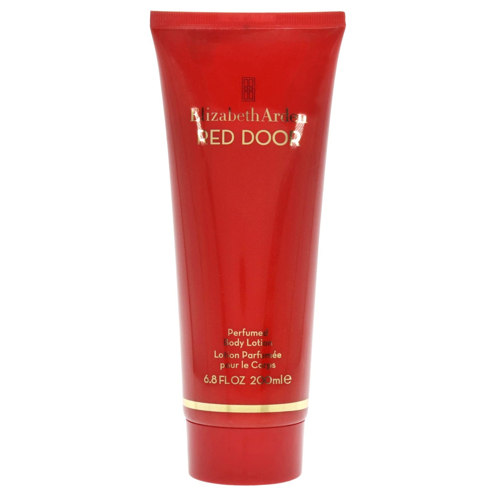 Elizabeth Arden Red Door perfumed body lotion in a 6.8oz bottle, with elegant packaging and a luxurious floral scent.