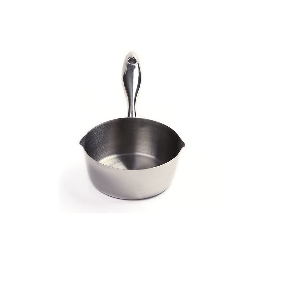 Norpro stainless steel butter melter, 9-inch long, with a smooth, polished surface for melting butter evenly.