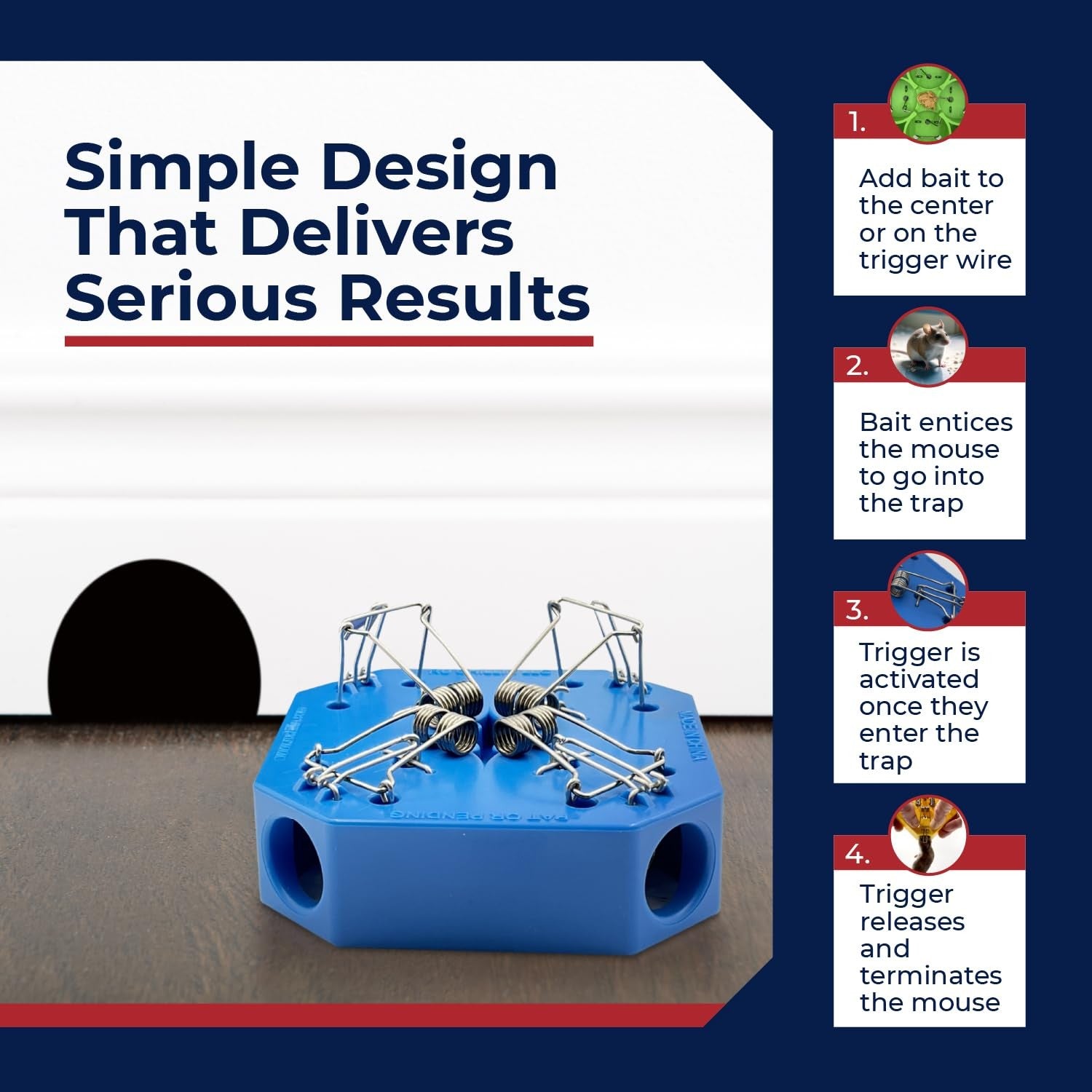 RU CHILLIN reusable mouse trap with multiple entry points, designed for indoor and outdoor use to catch mice effectively.
