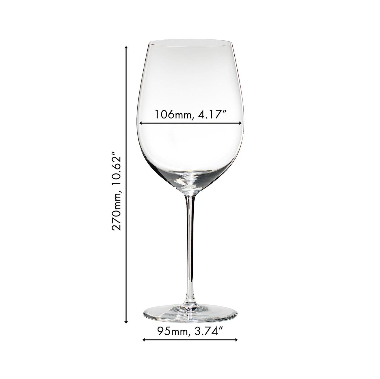 Riedel Sommeliers Crystal Bordeaux Grand Cru wine glass with elegant bowl and stem, designed for Bordeaux wines.