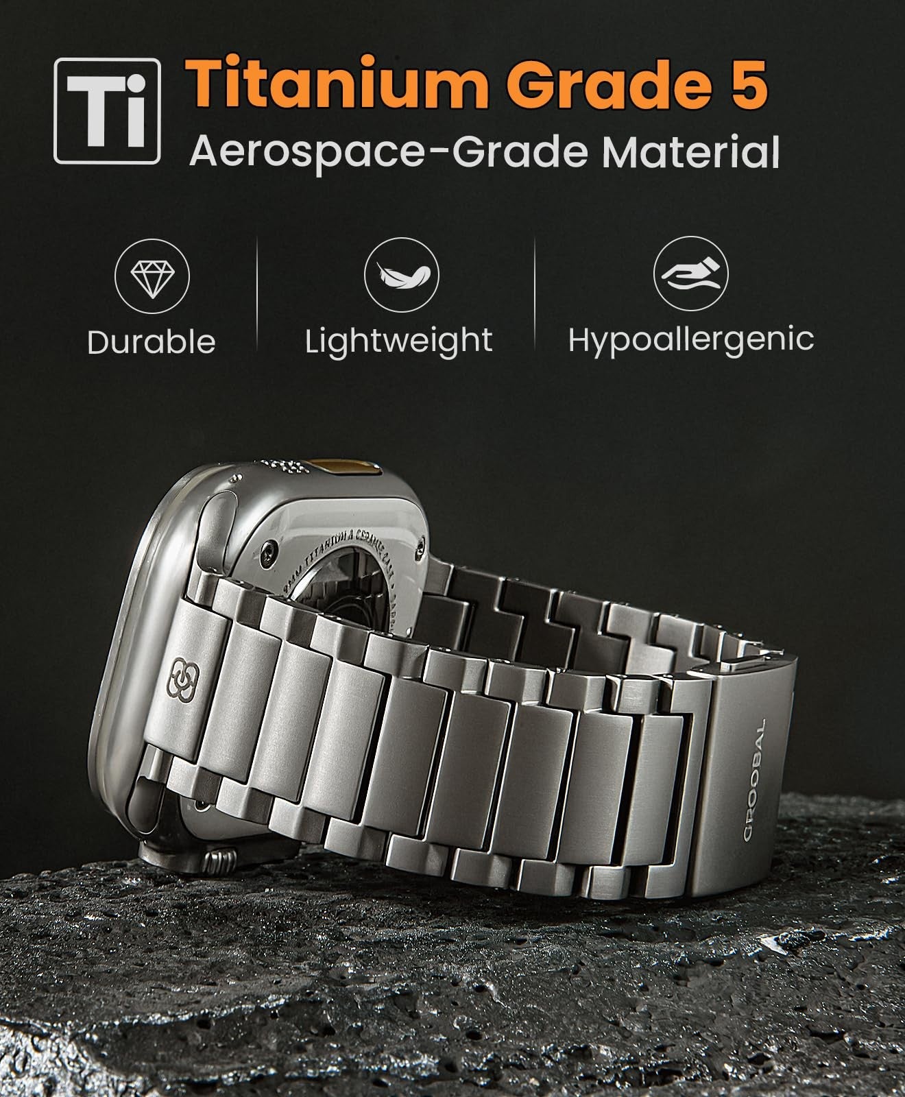 Titanium band for Apple Watch Ultra 3/2/1 49mm Series 11/10 46mm, unbranded, showcasing a sleek, durable watch strap.