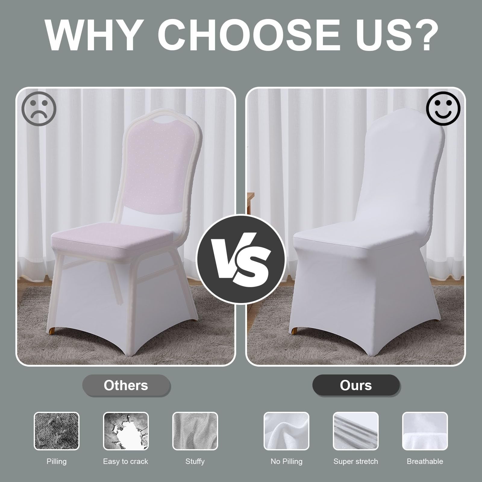 Trlyc 12-pack spandex chair covers for dining chairs, stretch polyester material, fitted for a sleek, elegant look.