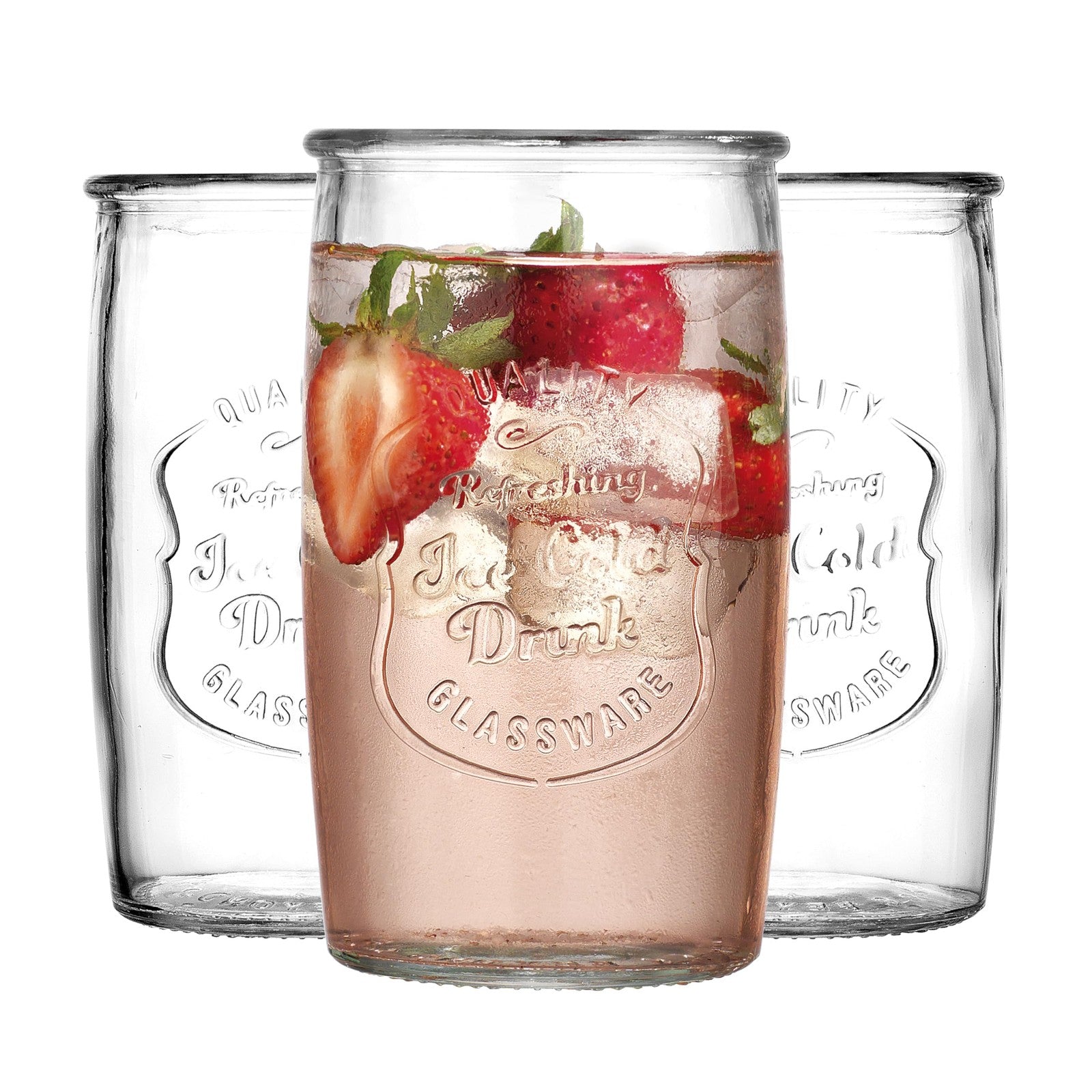 Set of 8 Glaver's 20 oz highball stemless glasses, tall drinking glasses perfect for cocktails and beverages.