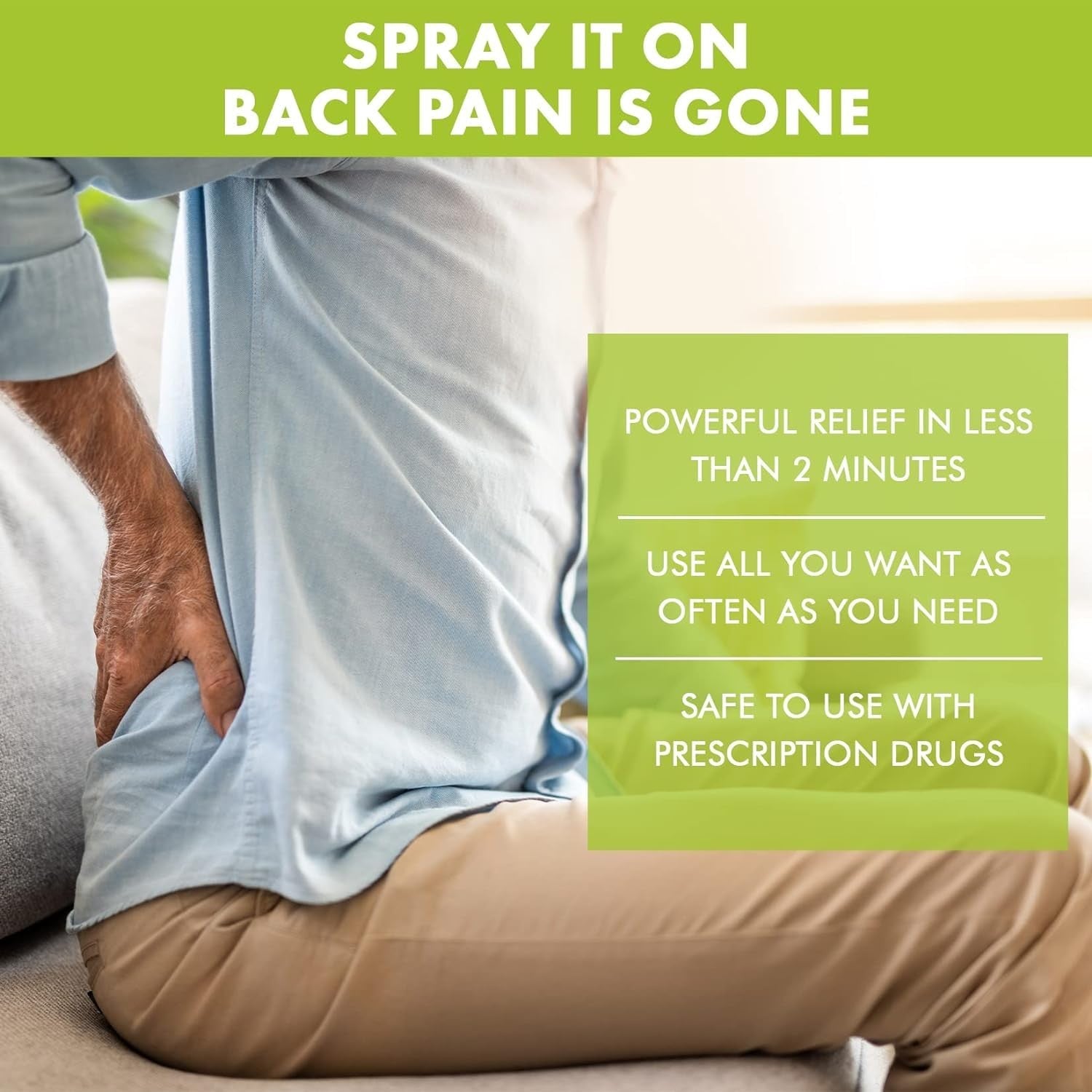 Premiere Pain Spray with menthol and peppermint oil for joint relief, featuring a spray bottle with a white cap and label.