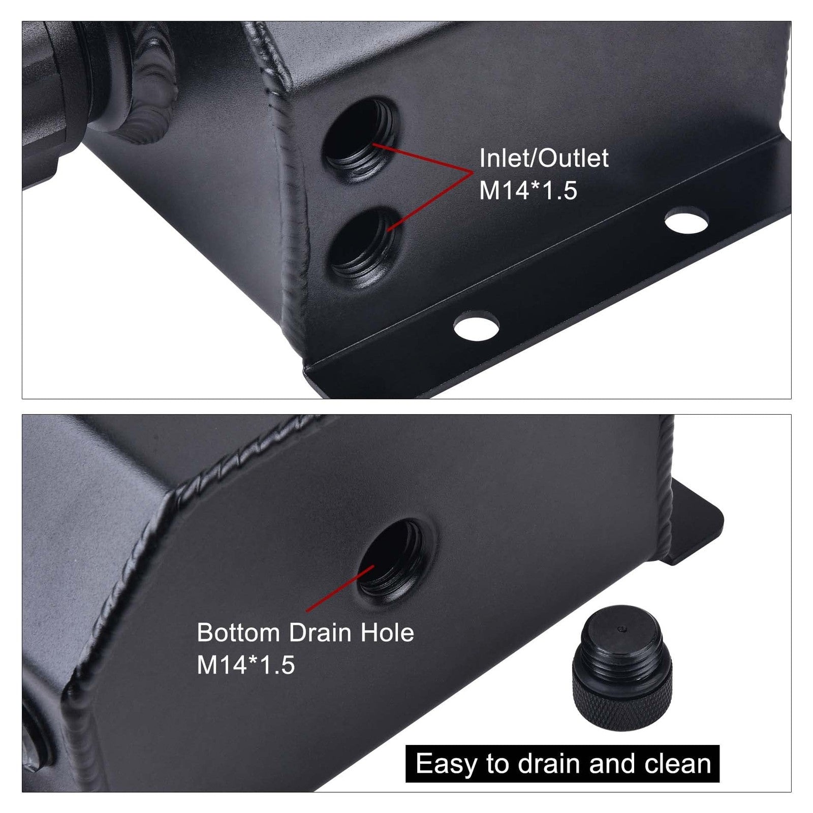EVIL ENERGY aluminum coolant overflow tank with hose kit, car radiator reservoir for automotive cooling systems.