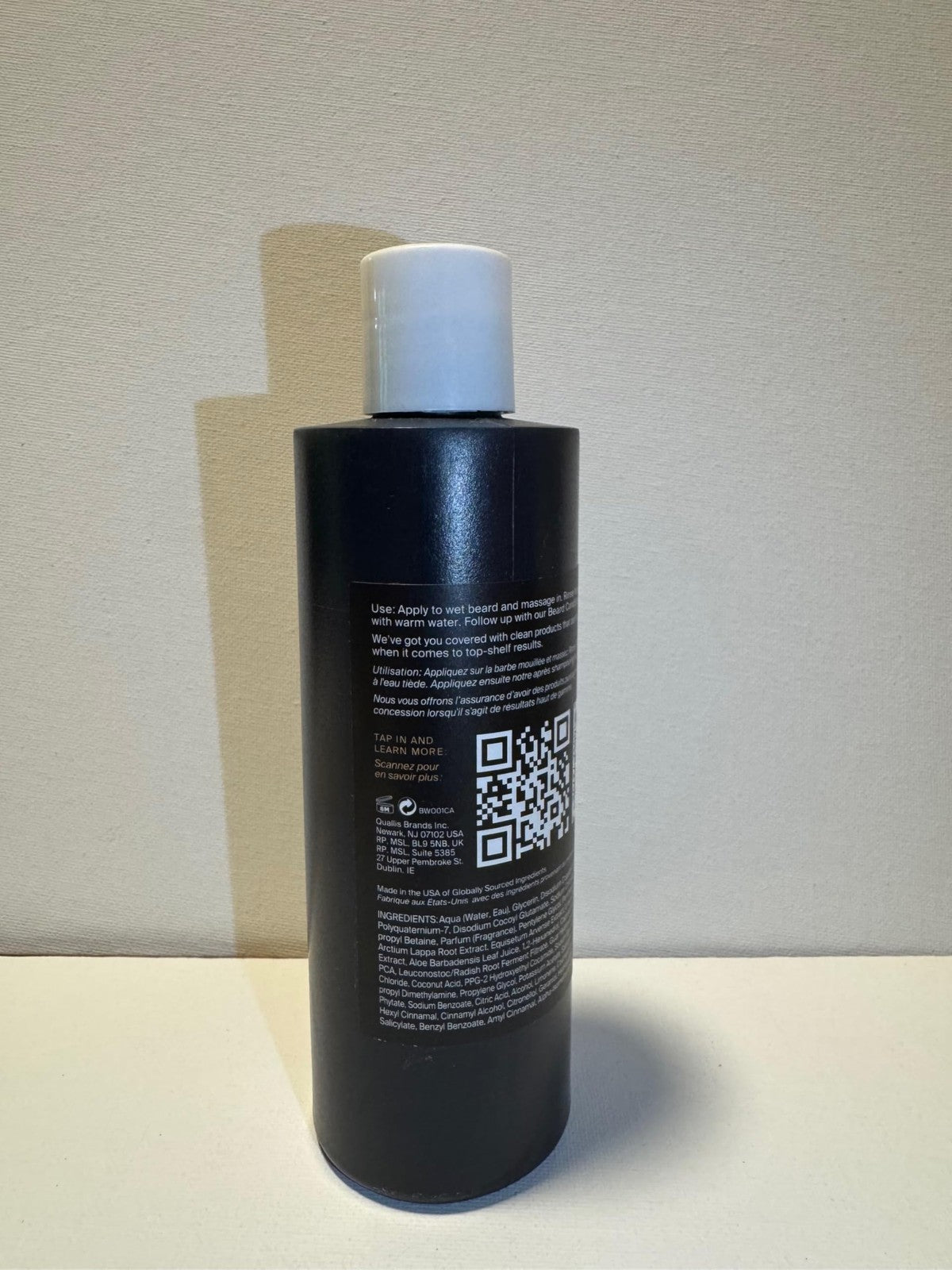 Beard wash bottle with Scotch Porter Moisturizing Beard Wash label, showing the product for cleansing and hydrating coarse, dry beards.