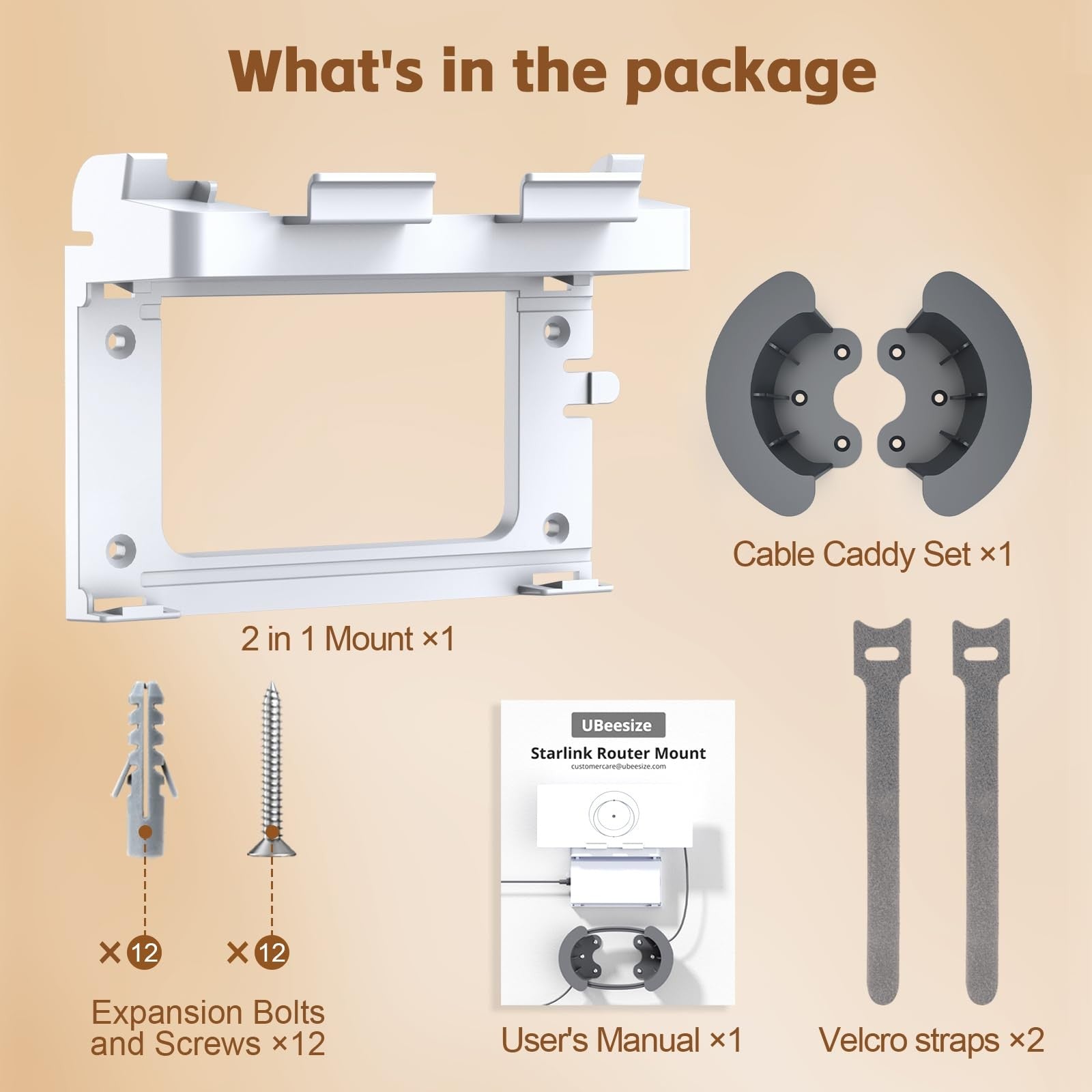 UBeesize Starlink Mount for Standard Gen 3 Router, wall mount with cable caddy, secure and organized for internet setup.