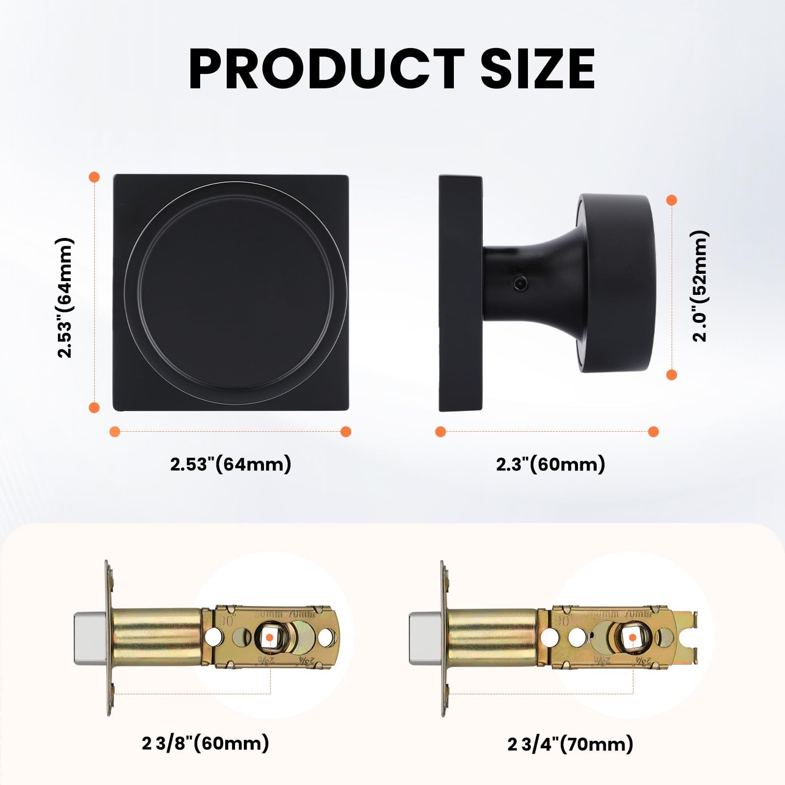 Haidms black passage door knob set with heavy-duty round matte black interior handles, no key required for interior use