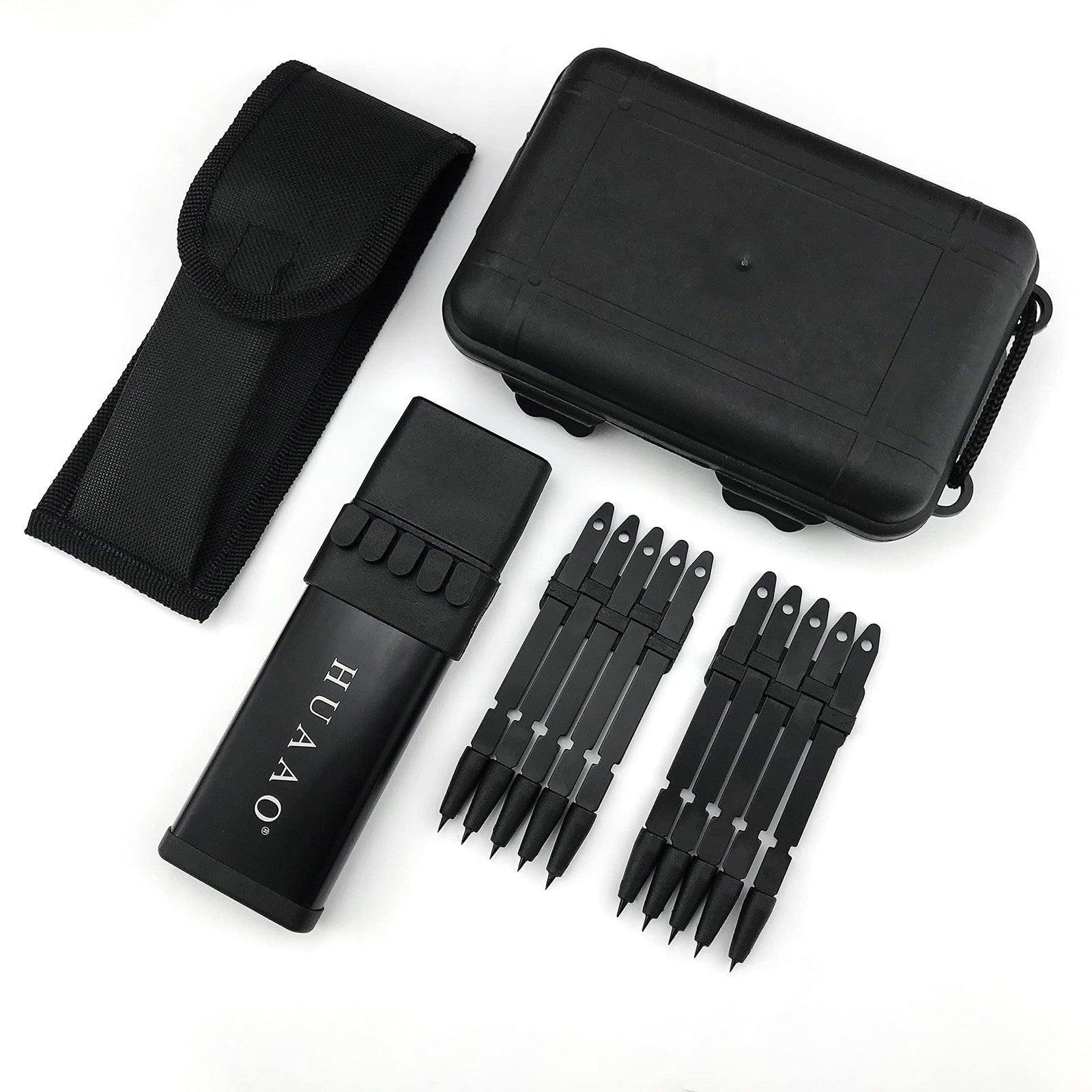 HUAAO upgraded ballistic dart launcher with metal darts, showcasing the sleek design and accurate shooting capabilities.