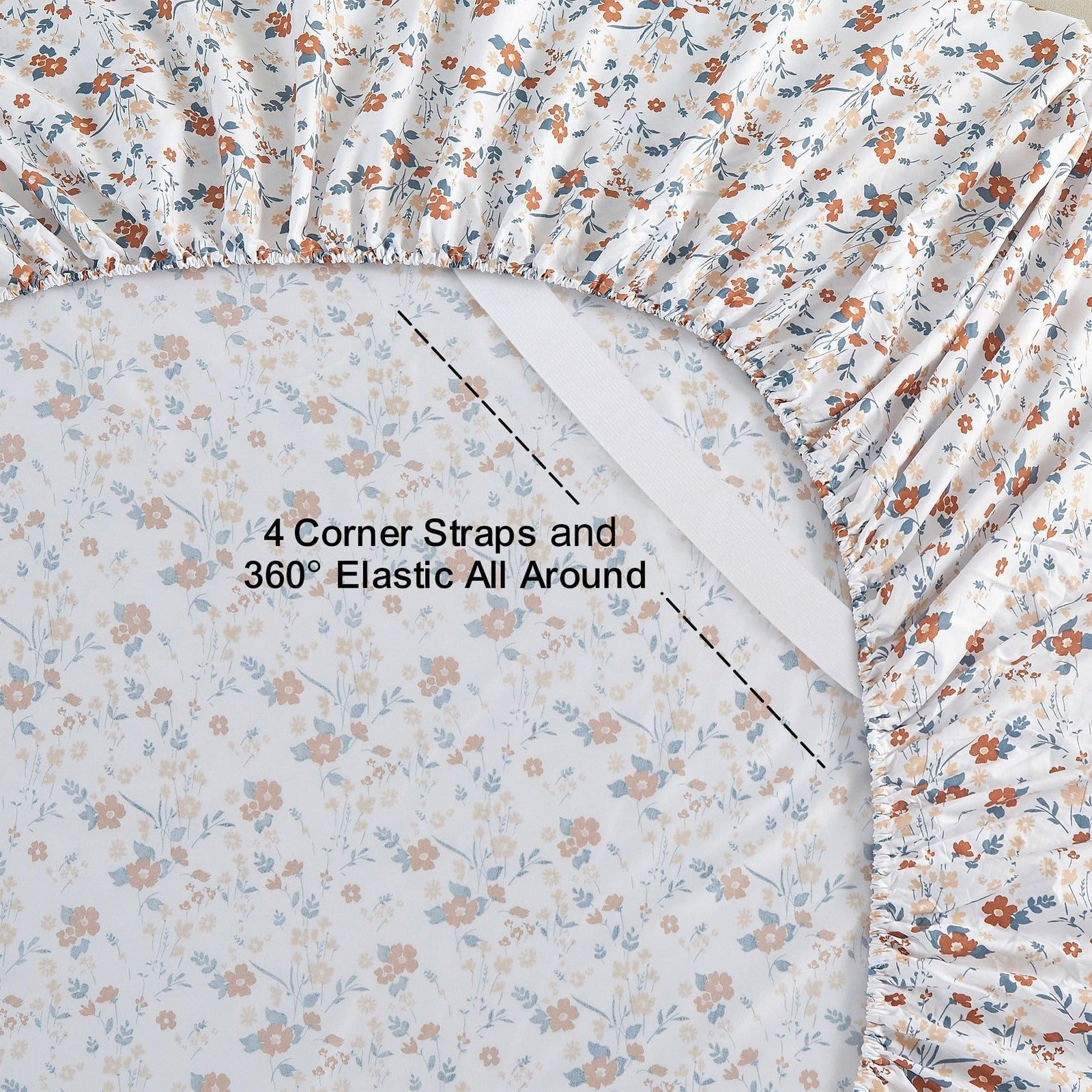 Softan orange floral bed sheets for king size bed with printed flower design, soft and comfortable bedding set.