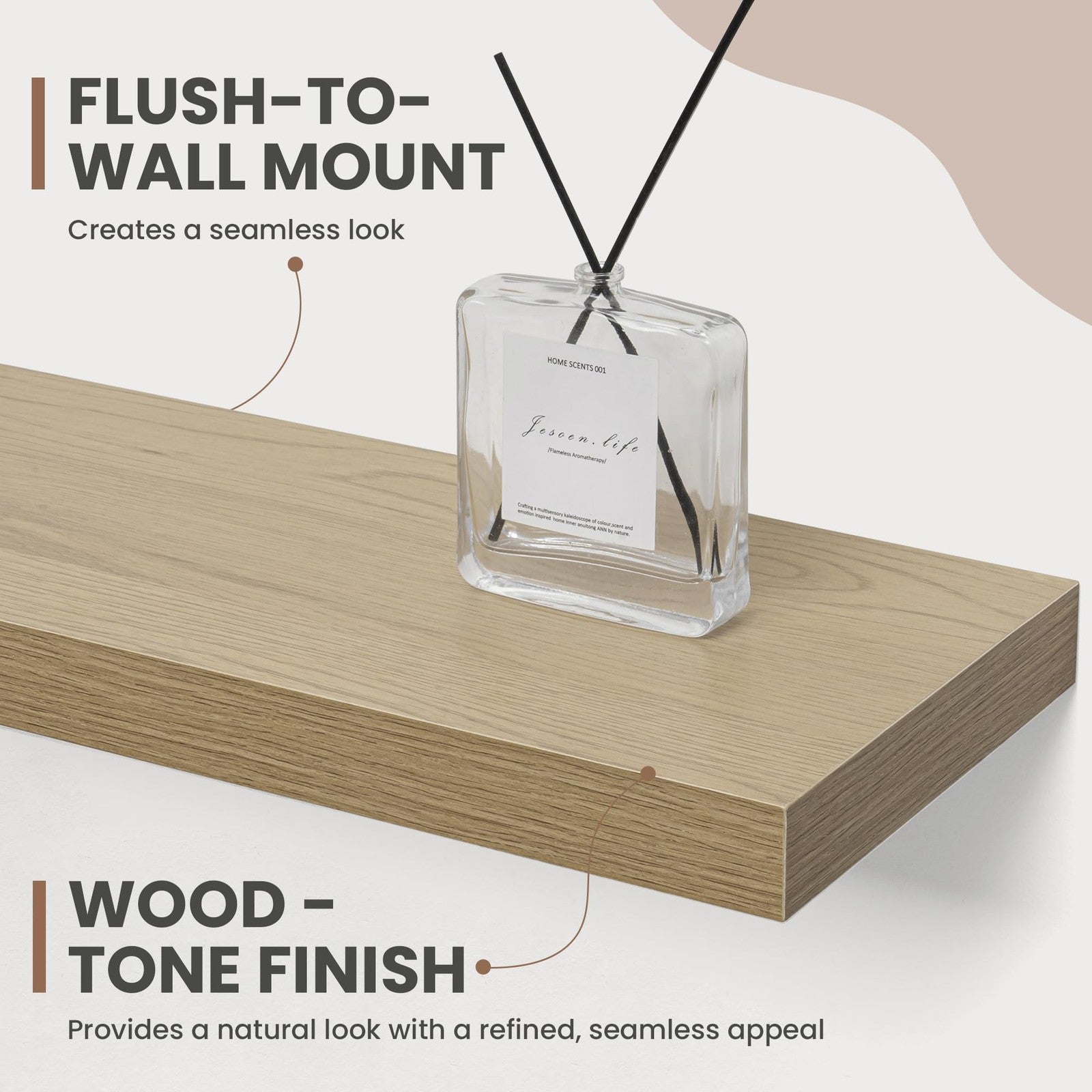 Acovy 24-inch floating wall shelves with 8-inch depth, shown mounted on a wall for stylish storage and display.