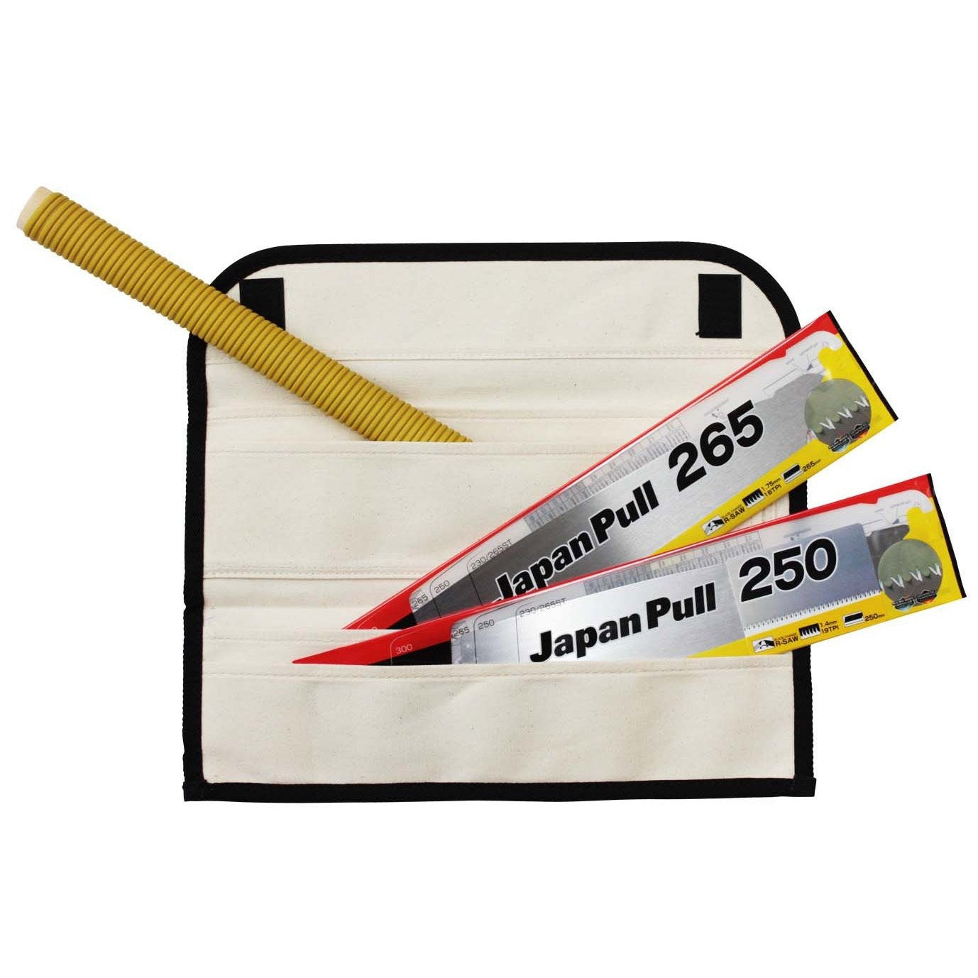 Tajima Pull-Stroke Saw Set with Japanese flush cut hand saws, featuring 16 TPI and 19 TPI blades for precise woodworking.