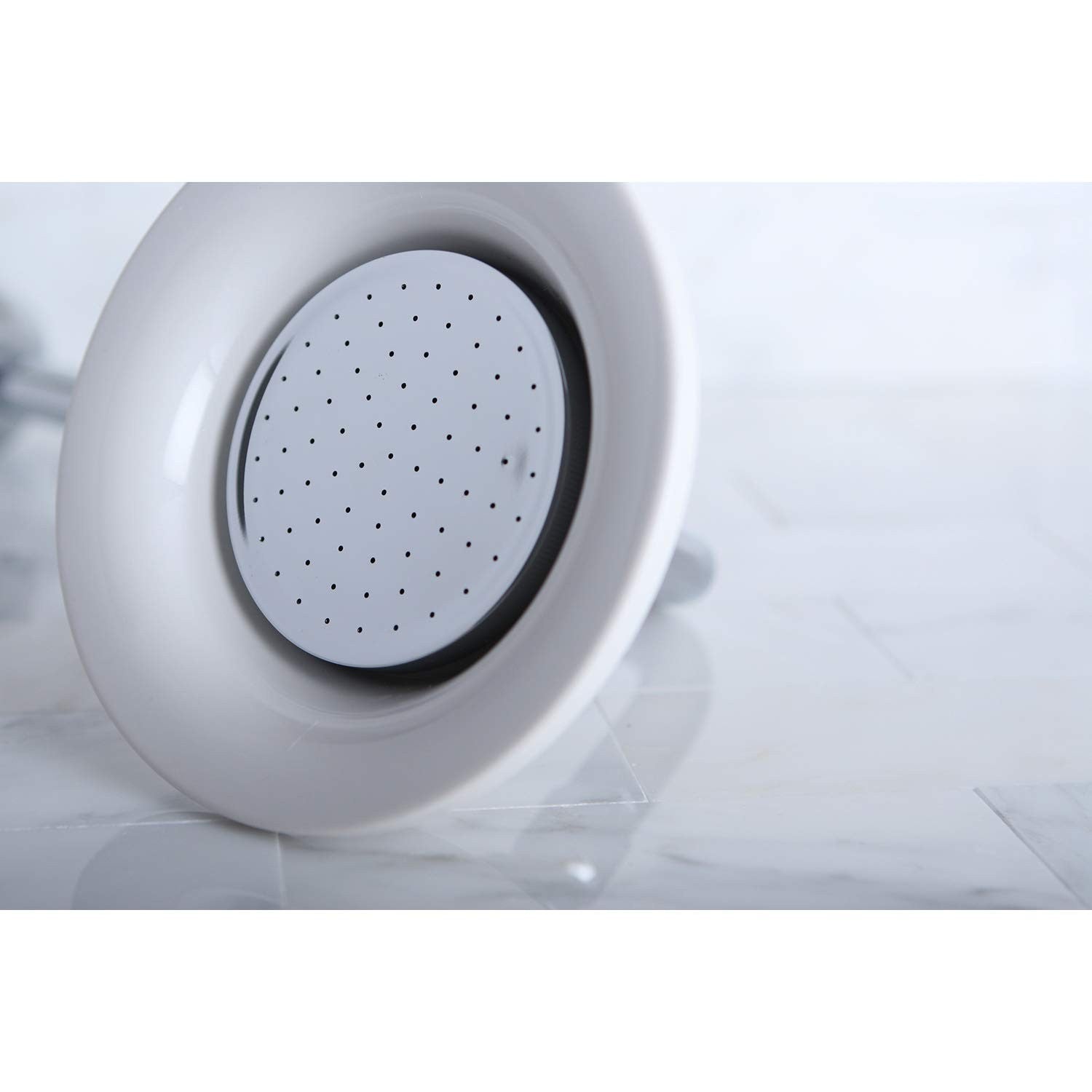 Kingston Brass Victorian P60C round ceramic shower head with raindrop design, 6-5/16 inches in diameter, matte finish.