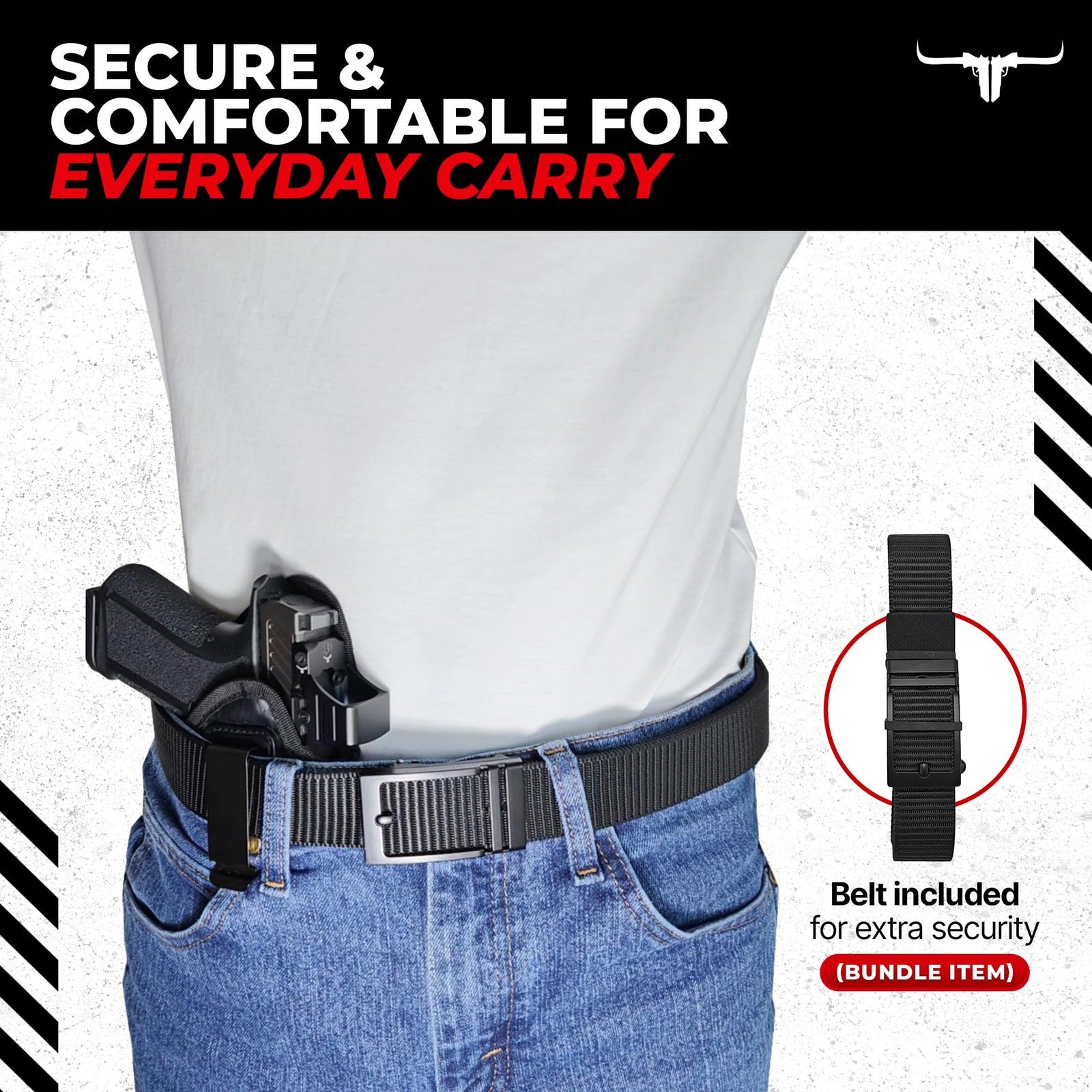 Texas Gun Holsters IWB gun holster bundle for concealed inside-the-waistband carry, shown in a natural, secure fit.