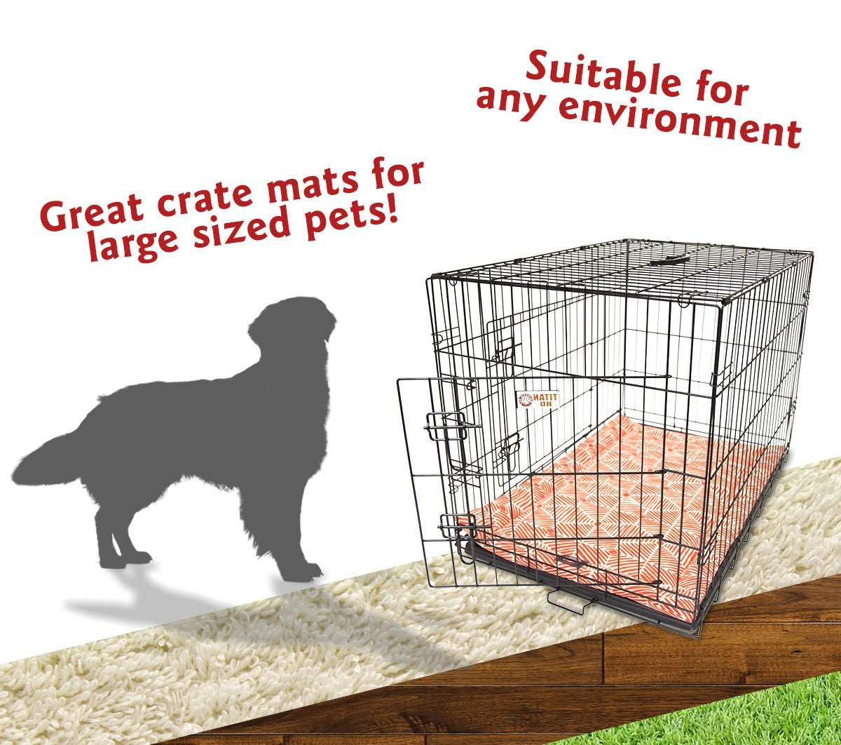 42-inch Charlie Salmon orange crate dog bed mat by Majestic Pet Products, featuring soft fabric and a comfortable design for pets.