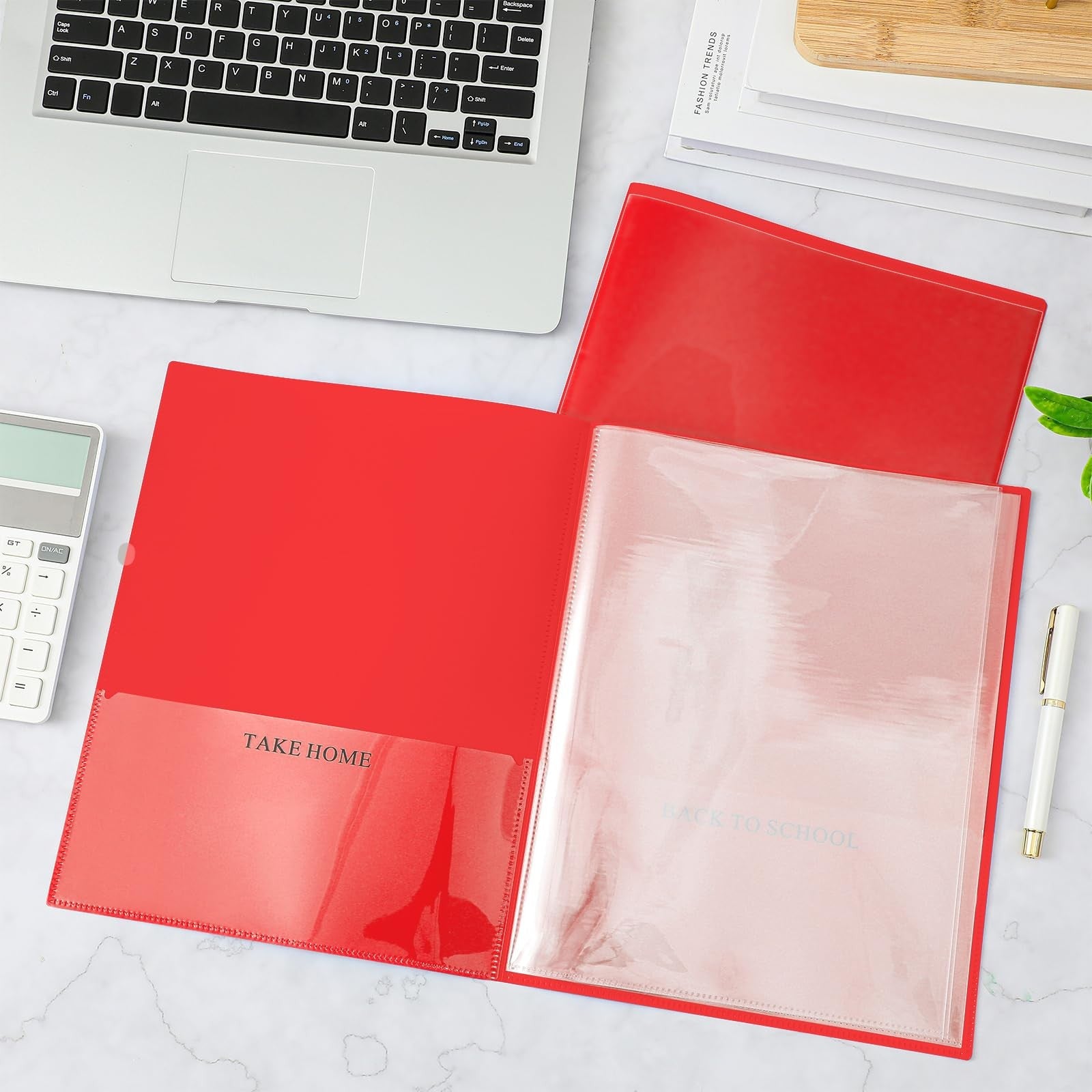 Set of 24 Henoyso school and home 2-pocket folders with 4 clear inner pockets, ideal for organization and storage.