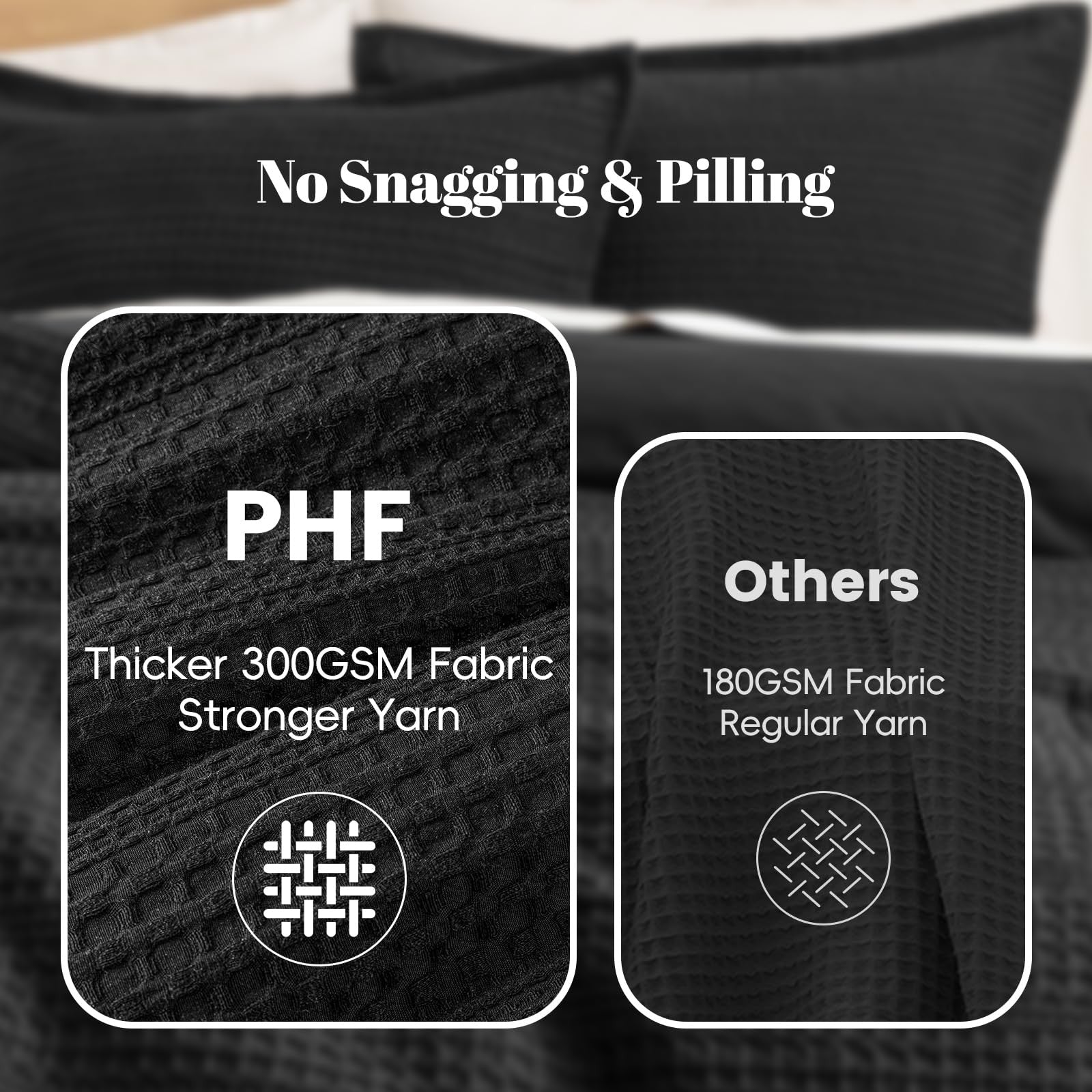Twin size PHF Soft Waffle Comforter Set in breathable waffle weave fabric, showcasing the cozy, textured comforter on a bed.