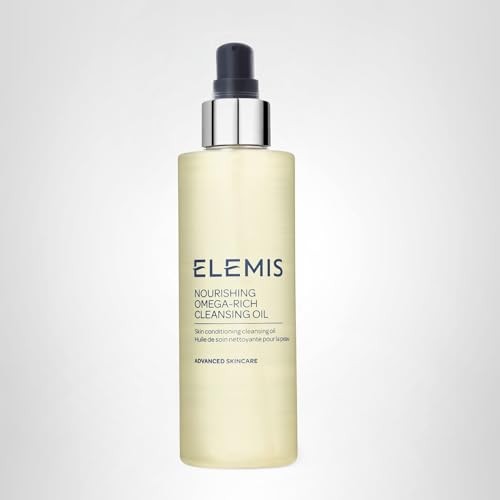 ELEMIS Nourishing Omega-Rich Cleansing Oil bottle with pump dispenser, designed for skin conditioning and nourishing facial cleansing.