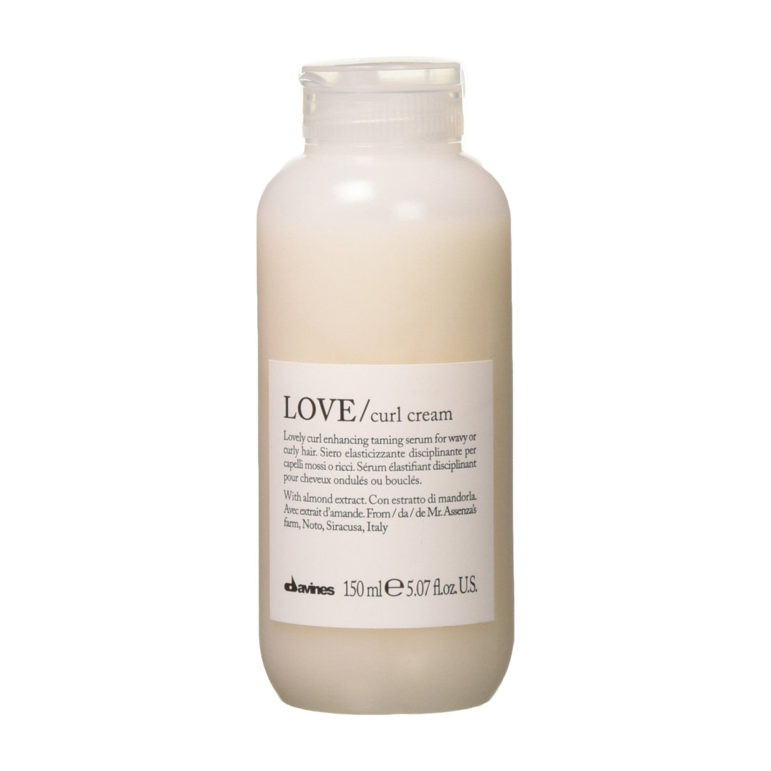 Davines LOVE Curl Cream, lightweight curl defining leave-on serum for curly and wavy hair, with a smooth, glossy finish.