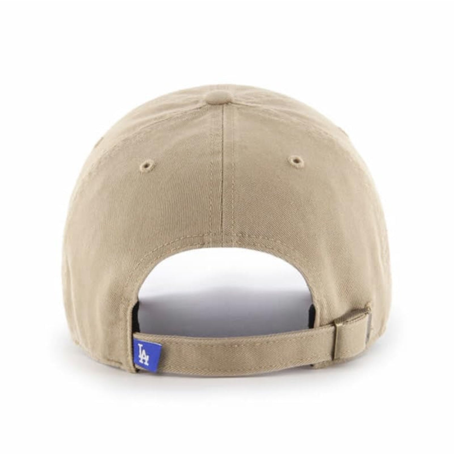 47 Brand Los Angeles Dodgers Clean Up baseball cap in khaki, featuring adjustable fit and team logo on front.