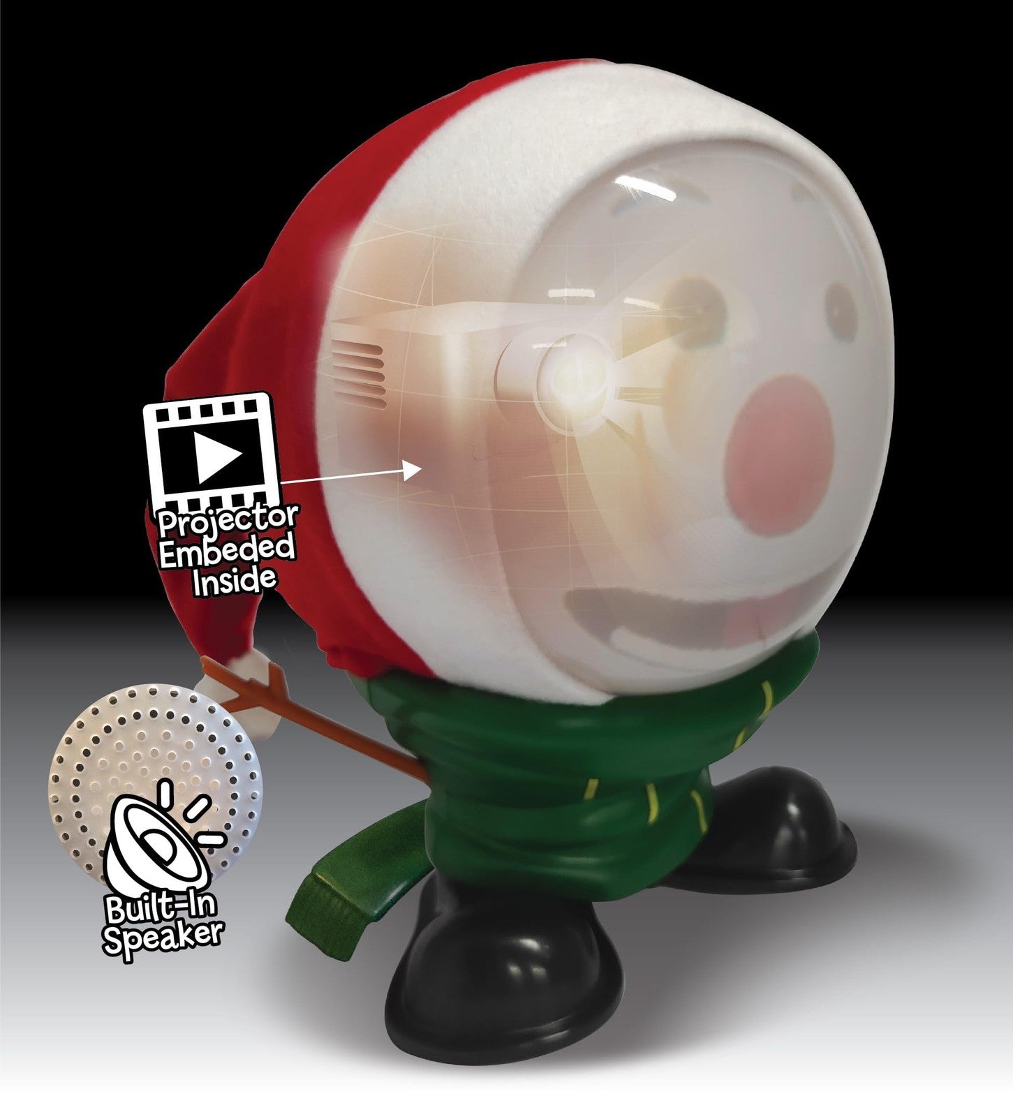 Animated Mr. Chill snowman by ANIMAT3D with built-in projector and speaker, featuring talking and animated snowman details.