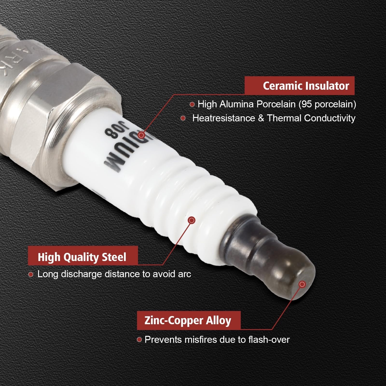 KacuYelin UF669 ignition coil pack and iridium spark plugs for Chevy vehicles, showing the coil and spark plug components.