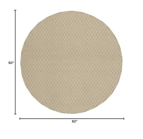 Garland Rug Town Square beige and tan round non-slip area rug for living room with textured pattern on soft surface