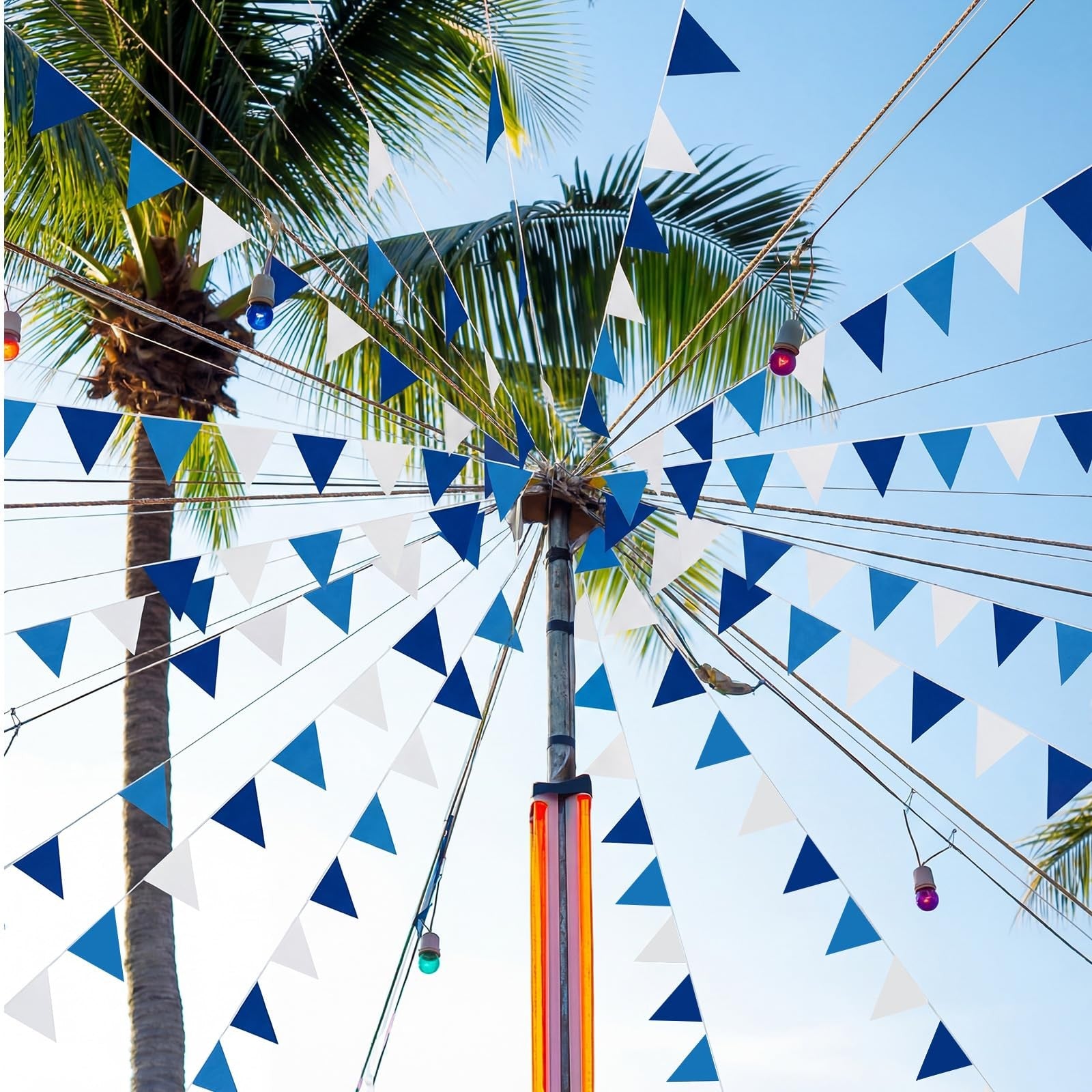 Fanfanwin 7 ft blue and white grand opening feather flag for business promotion, featuring a vibrant feather design.