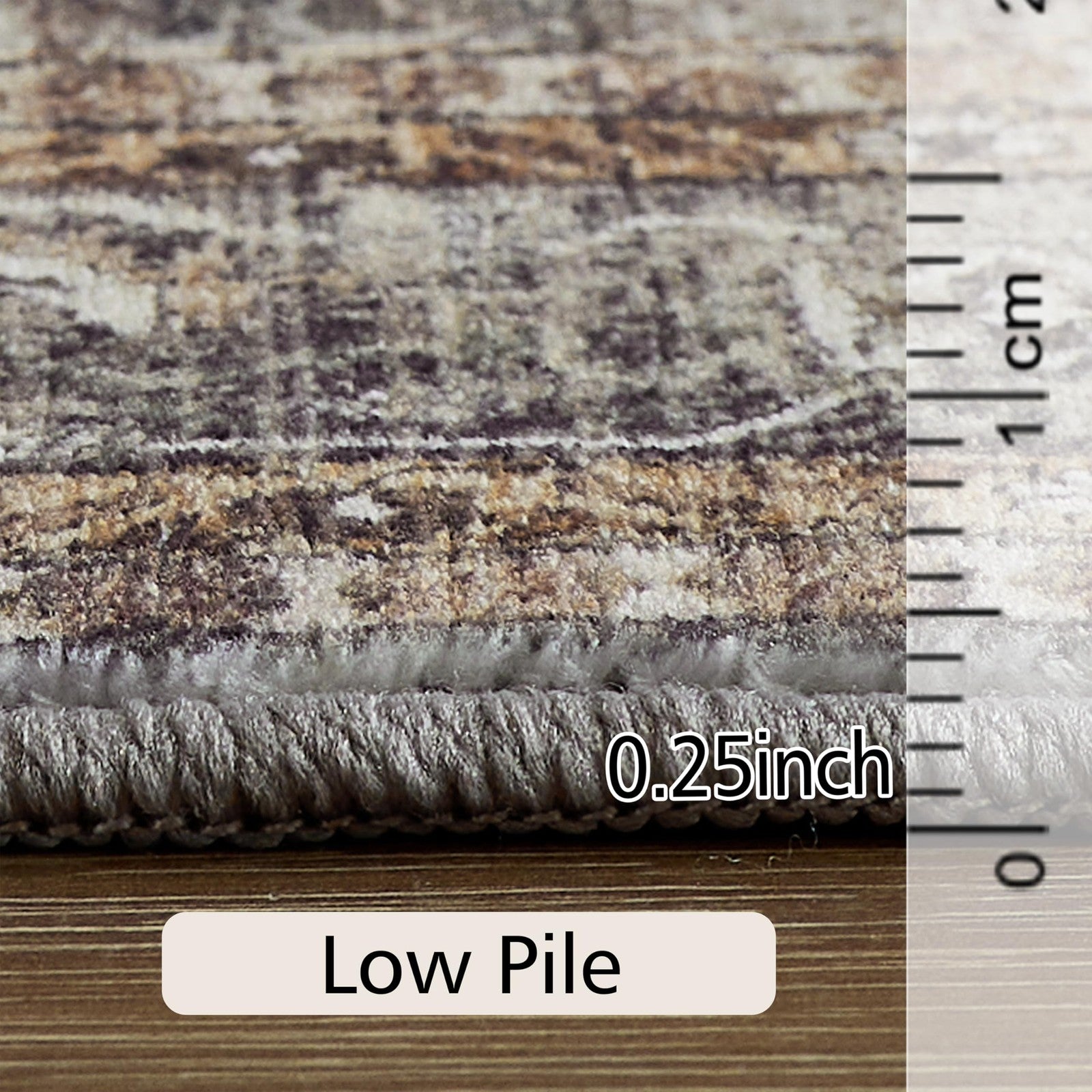 LAISE 5x7 ft brown boho indoor area rug with machine washable, non-slip backing, and low pile for cozy home decor.