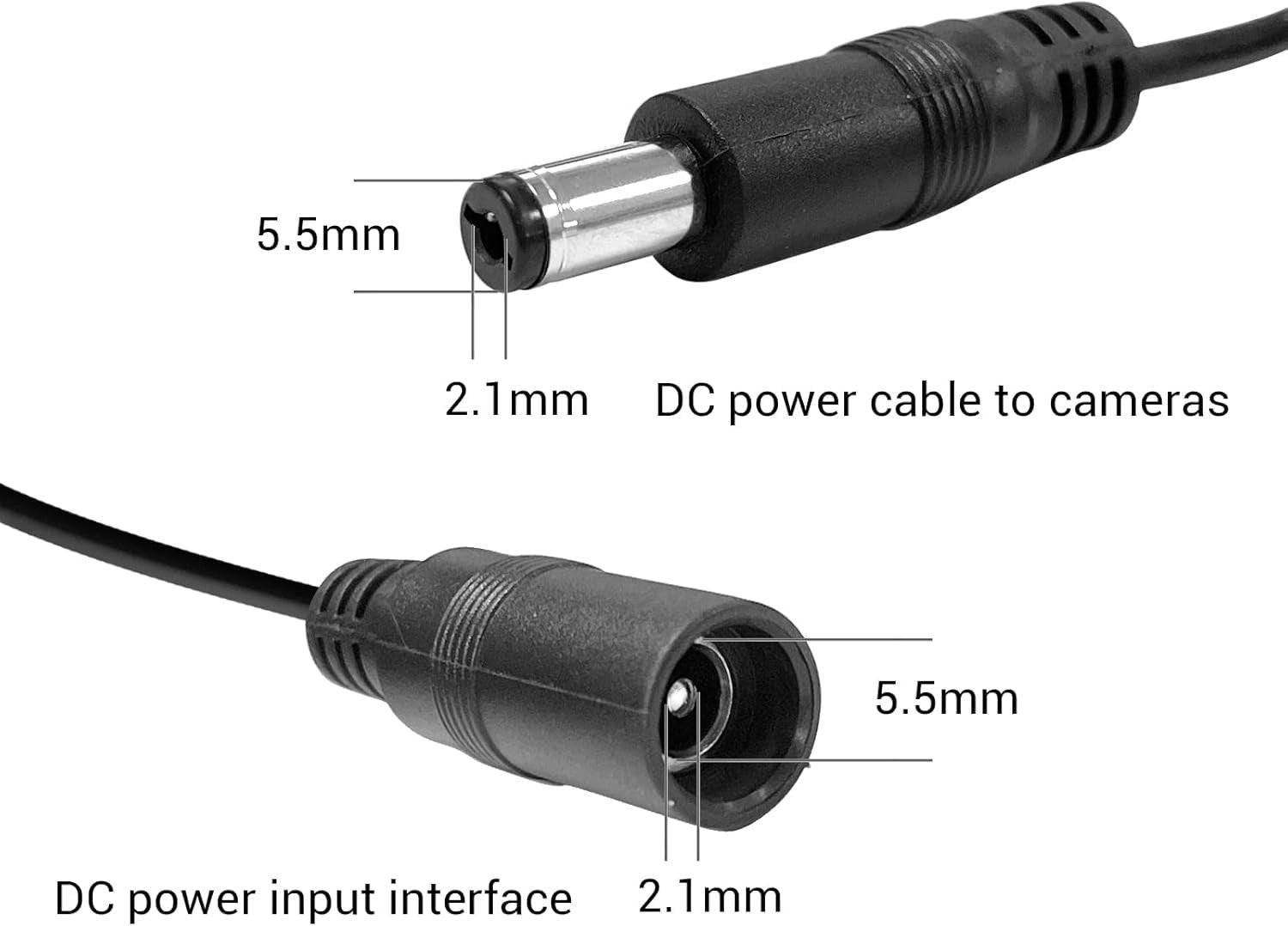 YAREMYEYE 12V 7A security camera power adapter with 8-way splitter, 100V-240V input, 5.5 * 2.1mm connector, black.