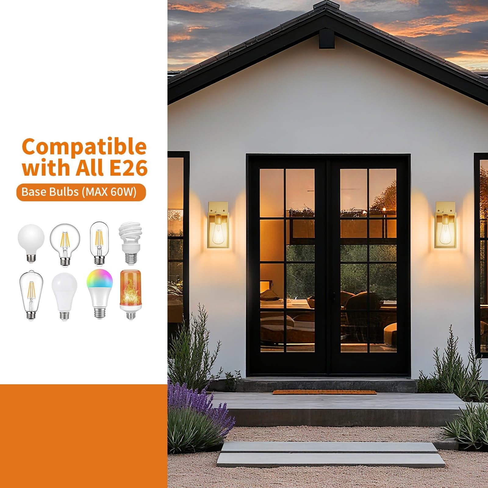 Modern FNYUSLET outdoor wall mount light fixture, waterproof porch light with sleek exterior design for outdoor illumination.
