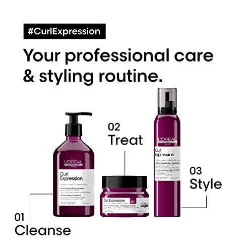 L'Oréal Professionnel Paris Curl Expression Rich Mask for curly and coily hair, shown in a jar with product label visible.
