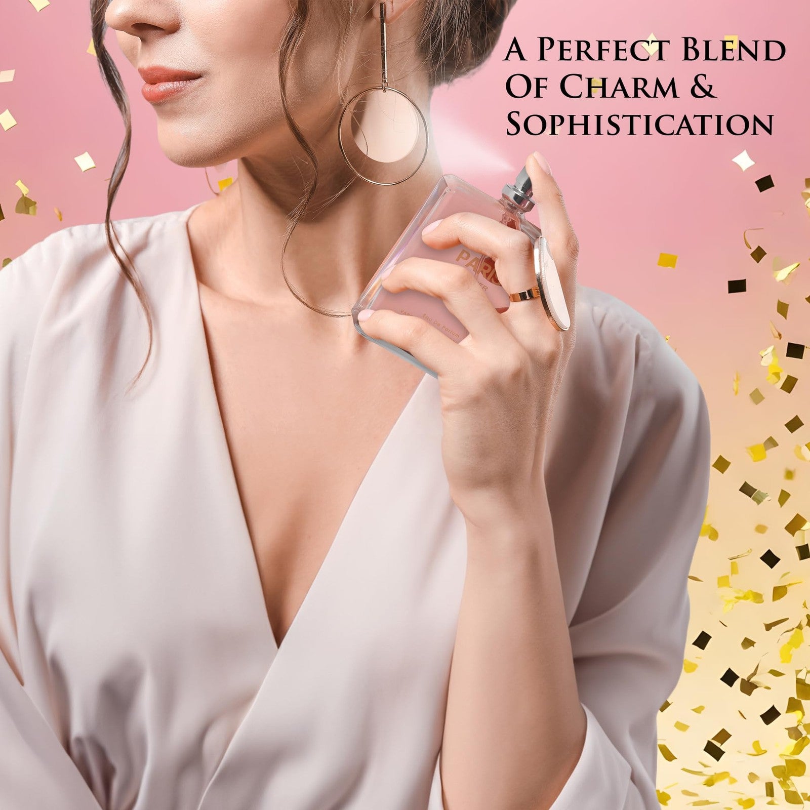 Novoglow Paris For Her Eau De Parfum spray bottle for women, featuring elegant fragrance packaging for daytime wear.