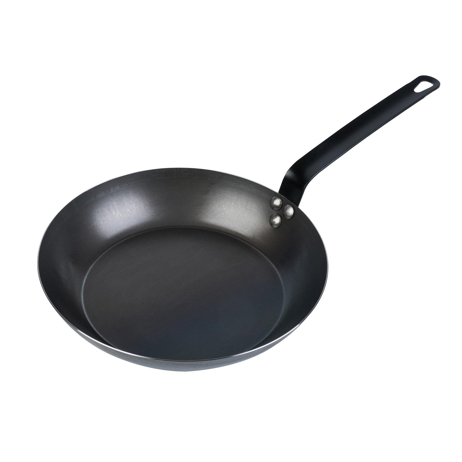 Met Lux 11-inch frying pan by Restaurantware, lightweight induction-ready pan with triple-rive design, shown on a stovetop.