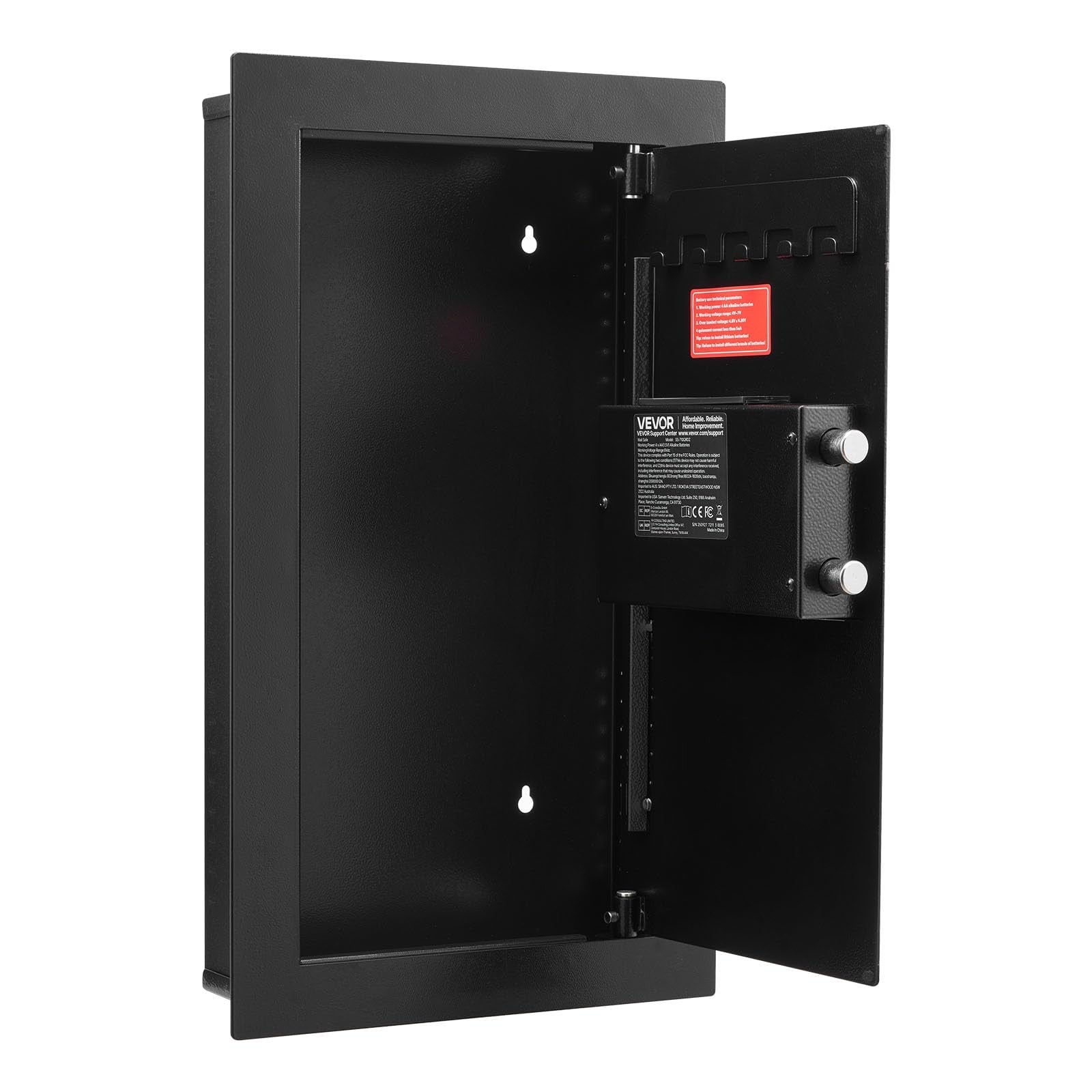 Vevor 25.6-inch high wall safe with three-tier compartments, hidden design, keypad lock, and key access for secure storage.