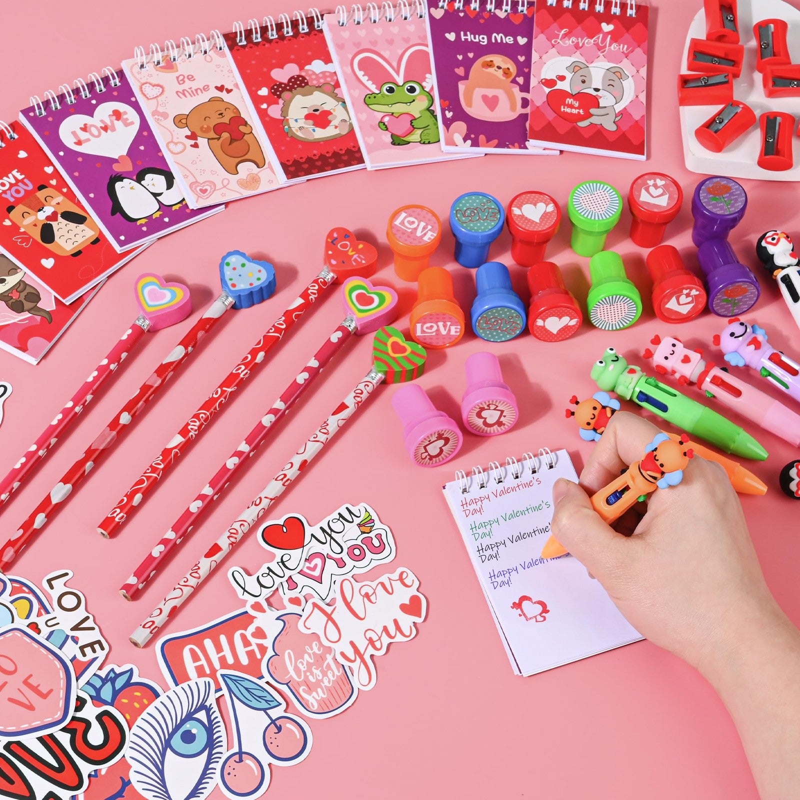 LiYiQ 247-piece Valentine's Day gift set with classroom return gifts, includes assorted small toys and favors for kids.