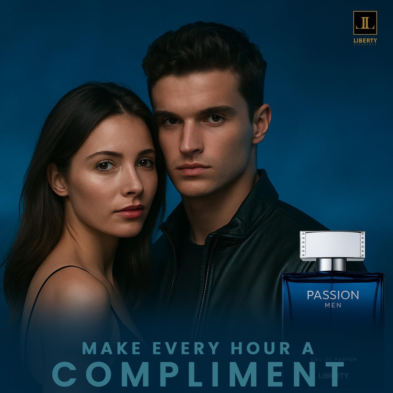 Liberty Luxury Passion EDP for Men featuring a sleek bottle with bold, spicy scent notes, perfect for long-lasting wear.