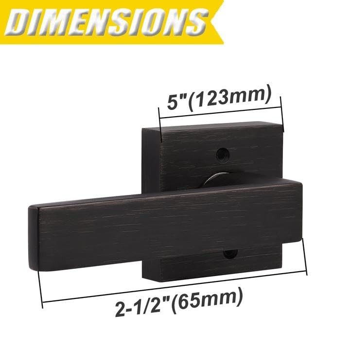 Probrico oil rubbed bronze single side dummy door levers with exposed screws, shown in a close-up view.