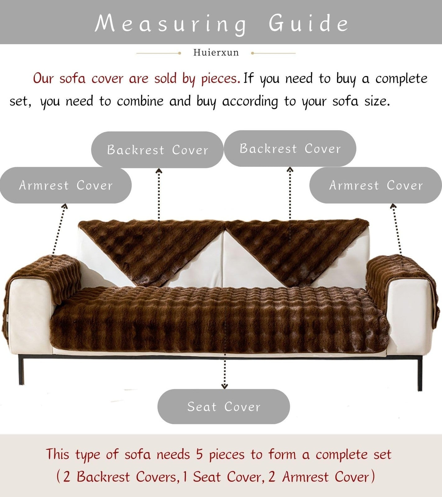 Huierxun faux fur sofa cover with fuzzy soft plush texture and thick bubble design on a modern couch.
