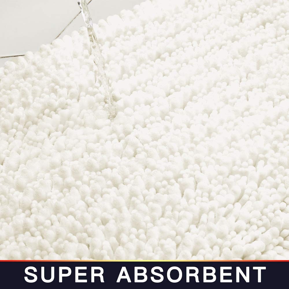 Walensee non-slip ivory bathroom rug and bath mat, 32x20 inches, water-absorbent and soft for bathroom comfort.