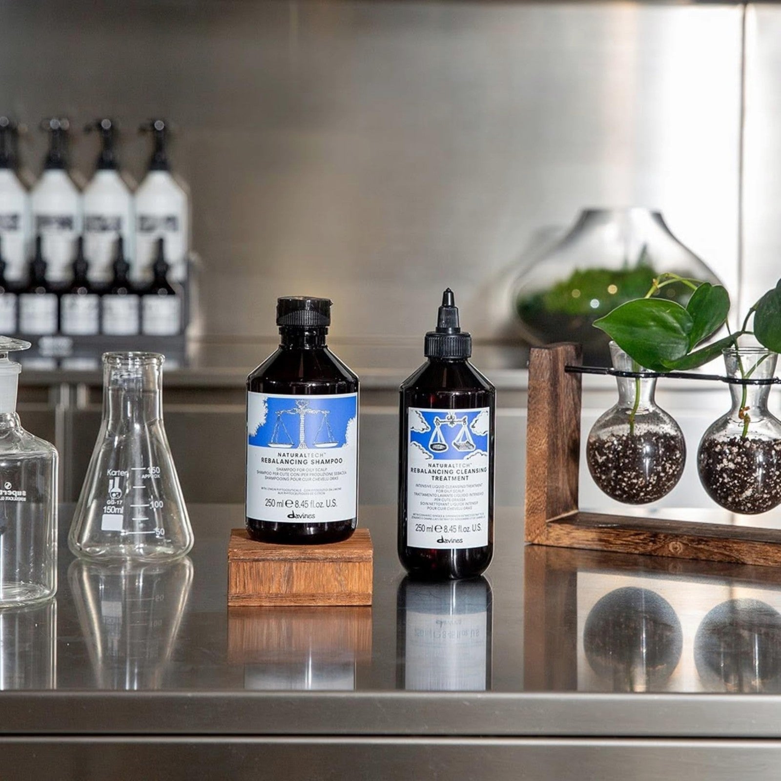 Davines Naturaltech Rebalancing Shampoo bottle with label, designed for gentle scalp cleansing and excess sebum control.