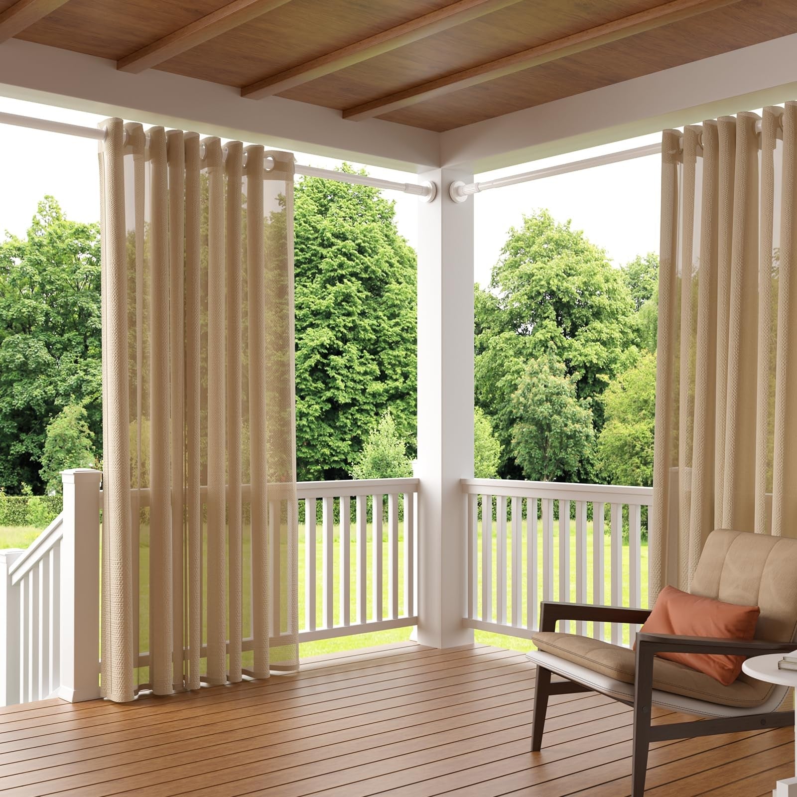 White Zipglo tension curtain rod for showers, adjustable length from 40 to 185 inches, no brackets, unbranded, installed in a bathroom.