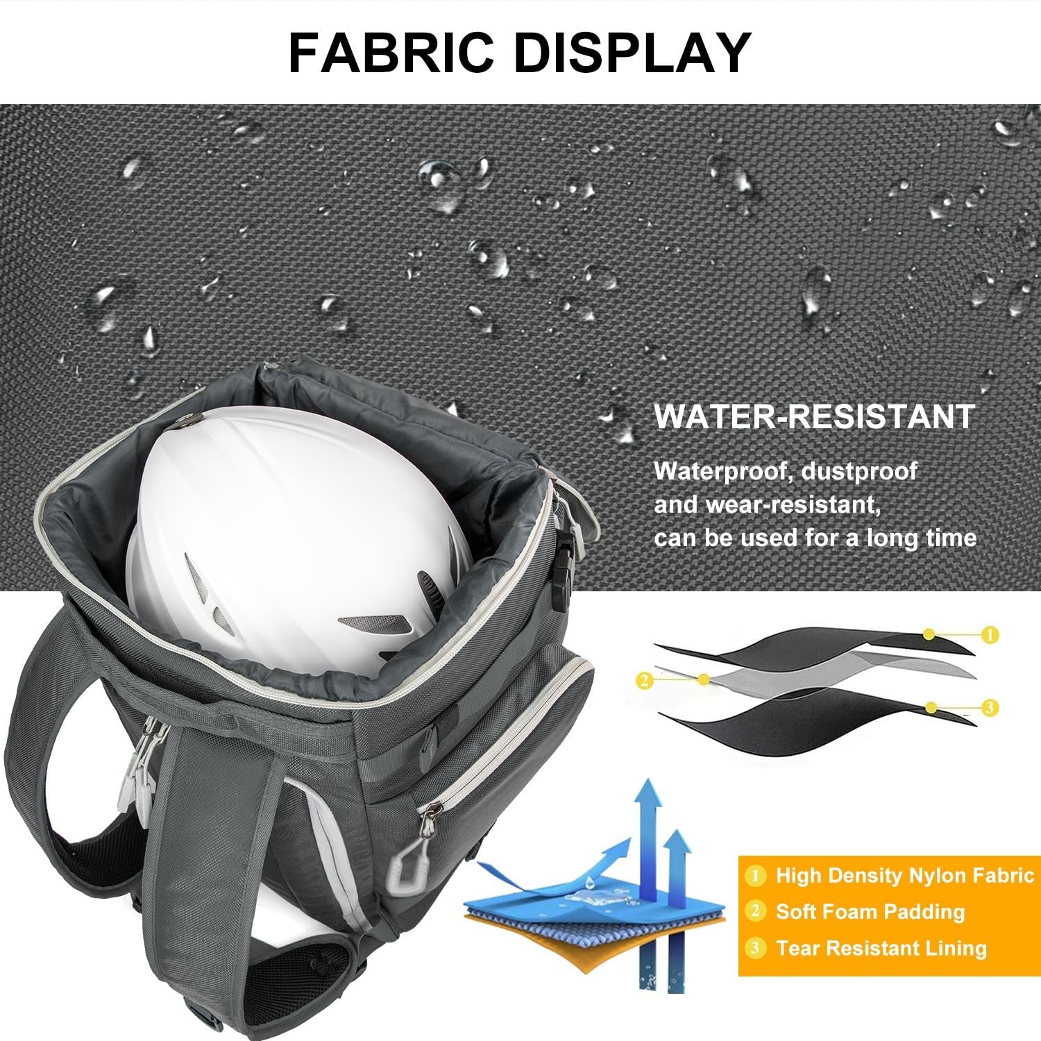 Lunidry 65L waterproof ski boot bag and snowboard travel backpack with multiple compartments and adjustable straps.