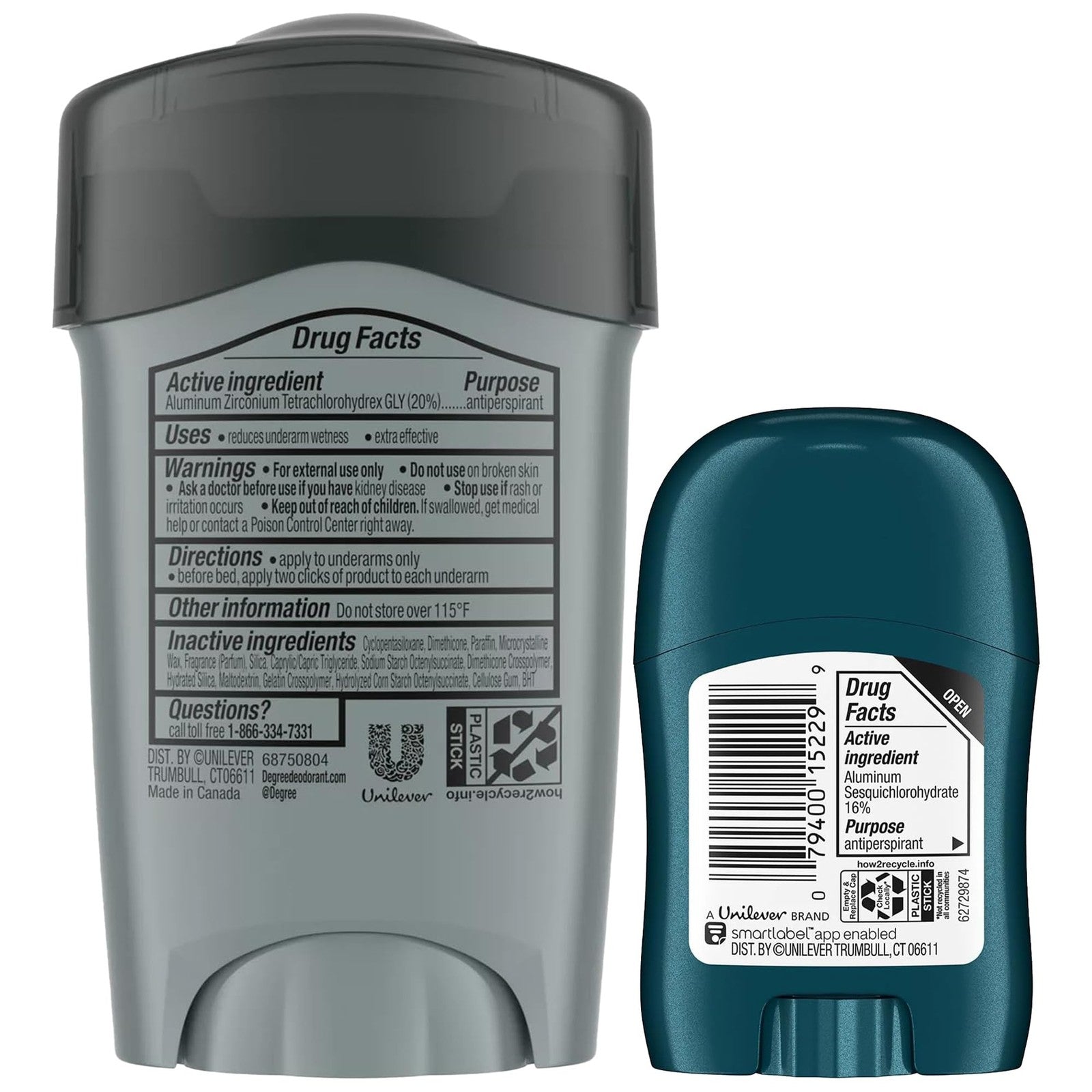 Degree Men Sport Strength Clinical Protection deodorant 4-pack with antiperspirant sticks, showing the deodorant sticks and packaging.