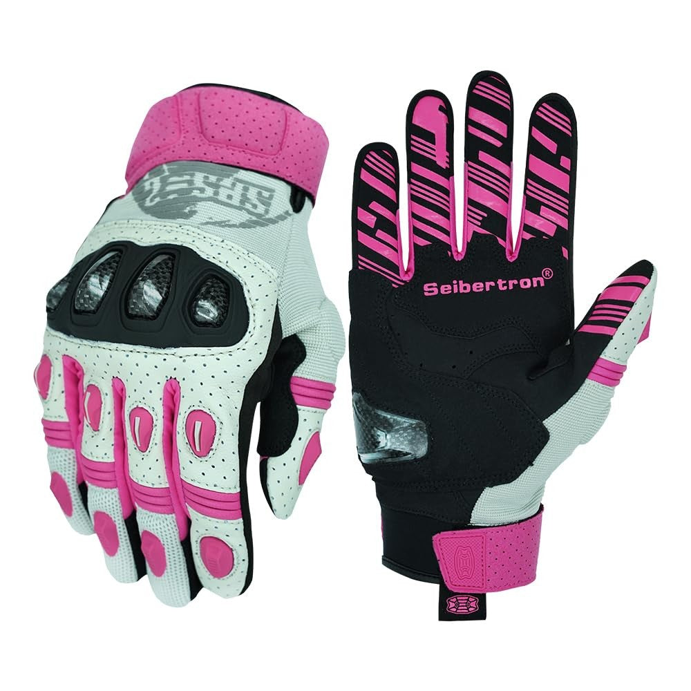 Seibertron SPS-2 unisex touchscreen motorcycle sports gloves with padded palms and breathable fabric for road racing and MTB riding.