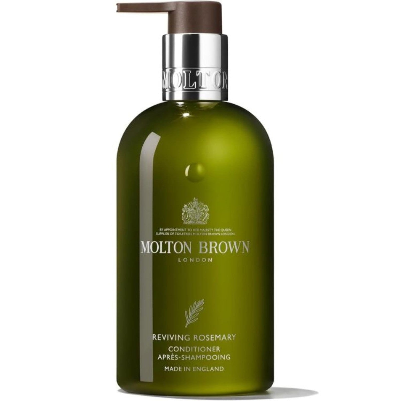 Molton Brown Reviving Rosemary Conditioner bottle showing label and 10 fl oz size on a white background.